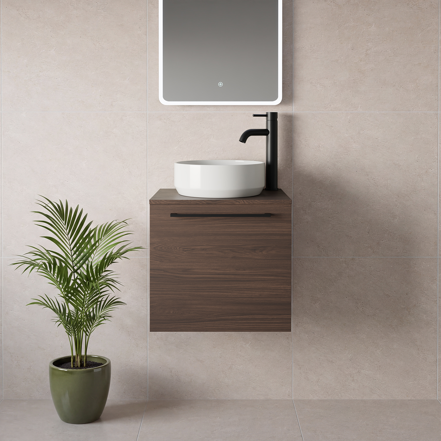 Napoli 390 Wall Mounted Single Drawer Vanity Unit for Countertop Basins