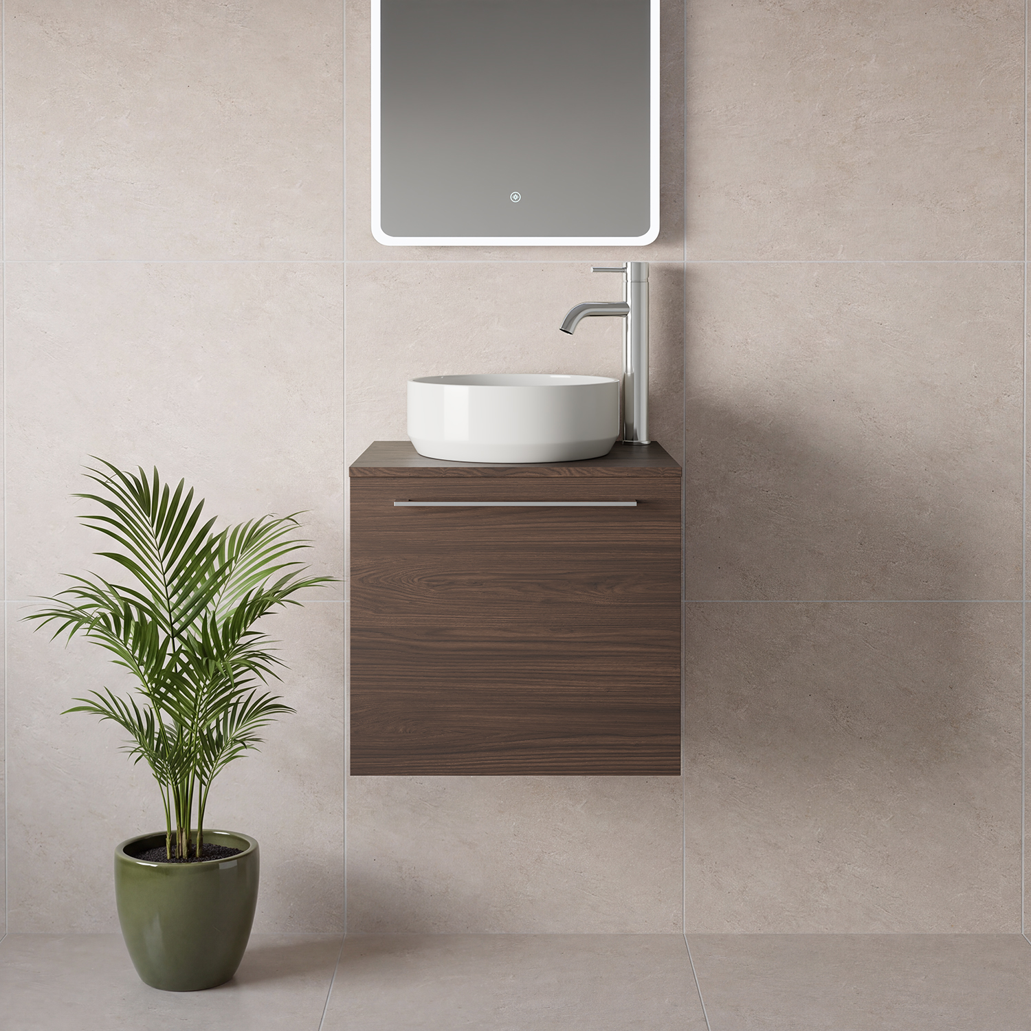 Napoli 390 Wall Mounted Single Drawer Vanity Unit for Countertop Basins