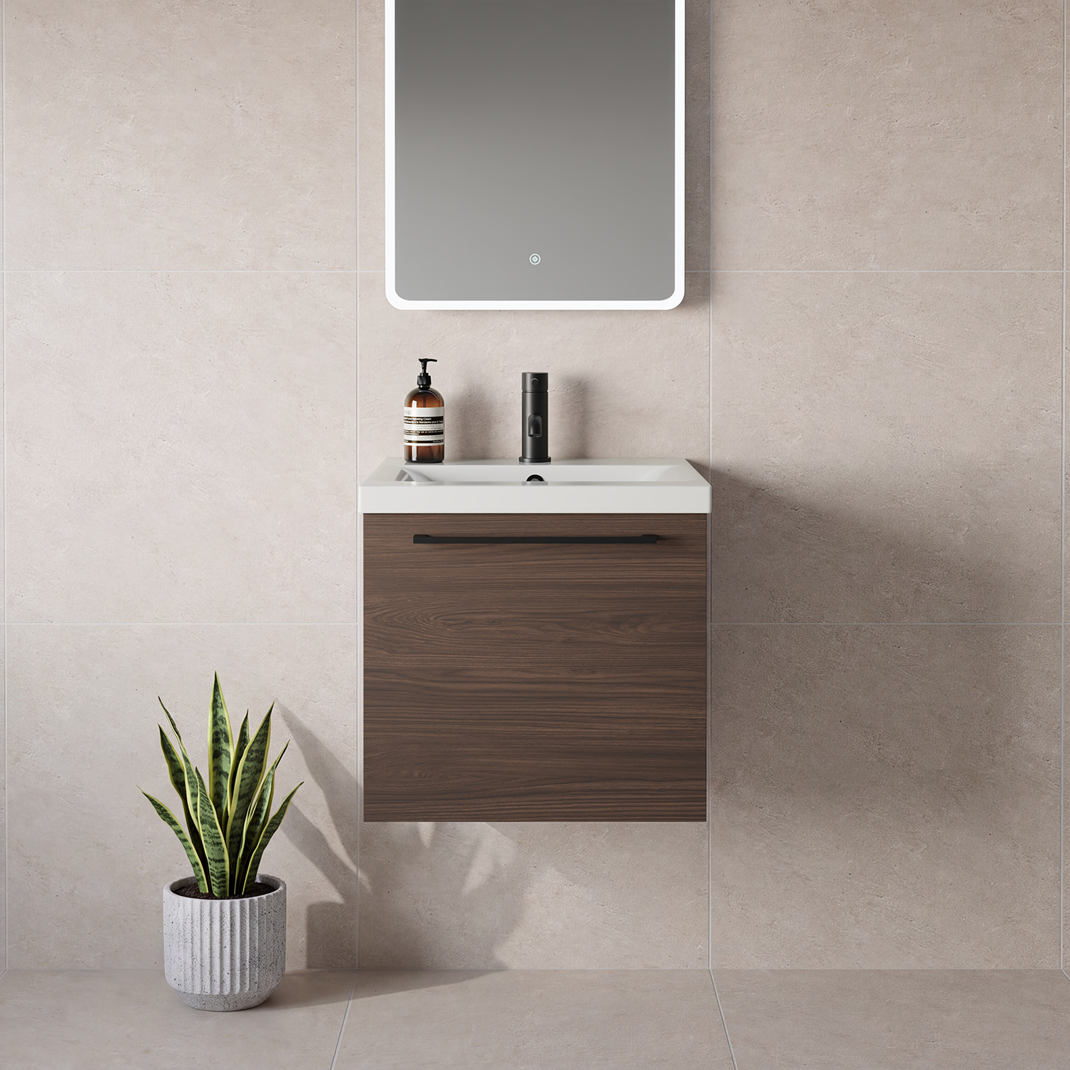 Napoli 390 Wall Mounted Single Drawer Vanity Unit with Glide Basin