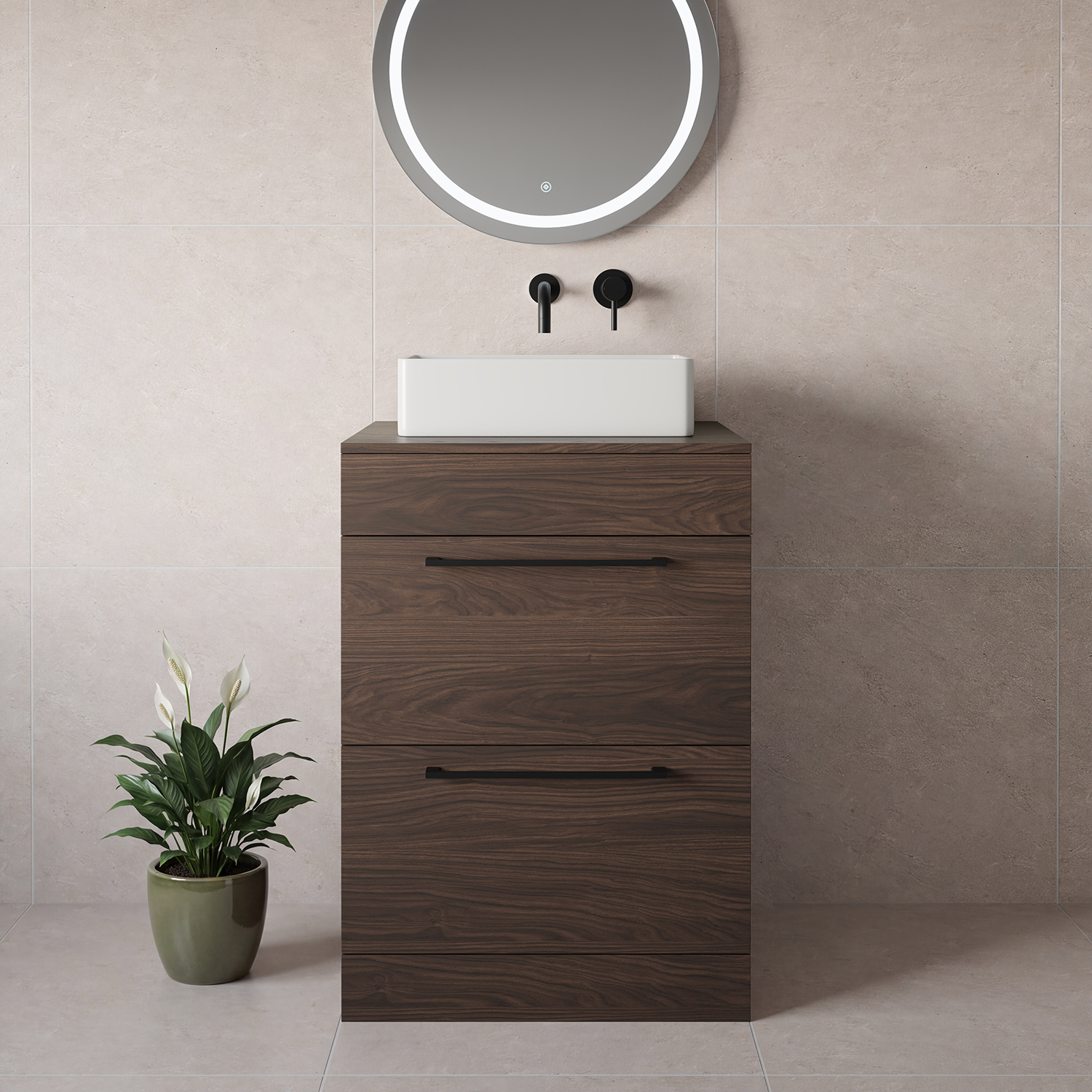 Napoli 460 2 Drawer Vanity Unit for Countertop Basins