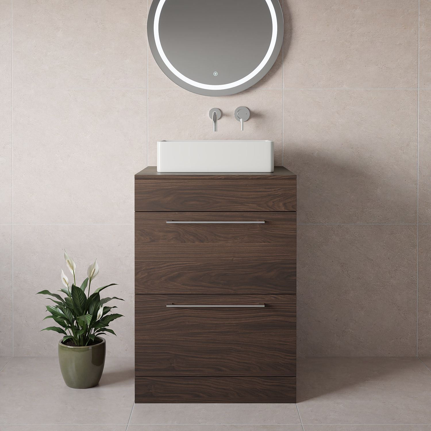 Napoli 460 2 Drawer Vanity Unit for Countertop Basins