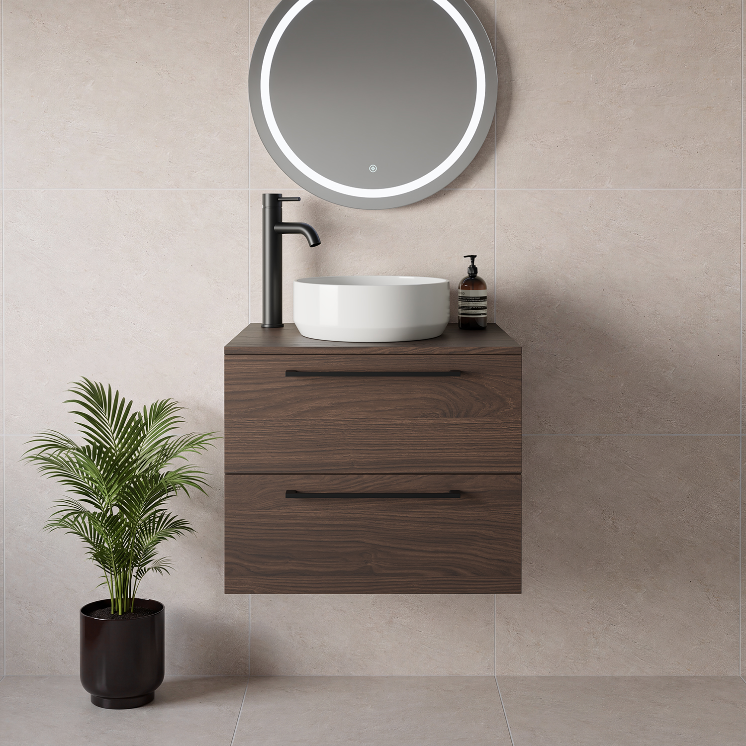 Napoli 460 Wall Mounted 2 Drawer Vanity Unit for Countertop Basins