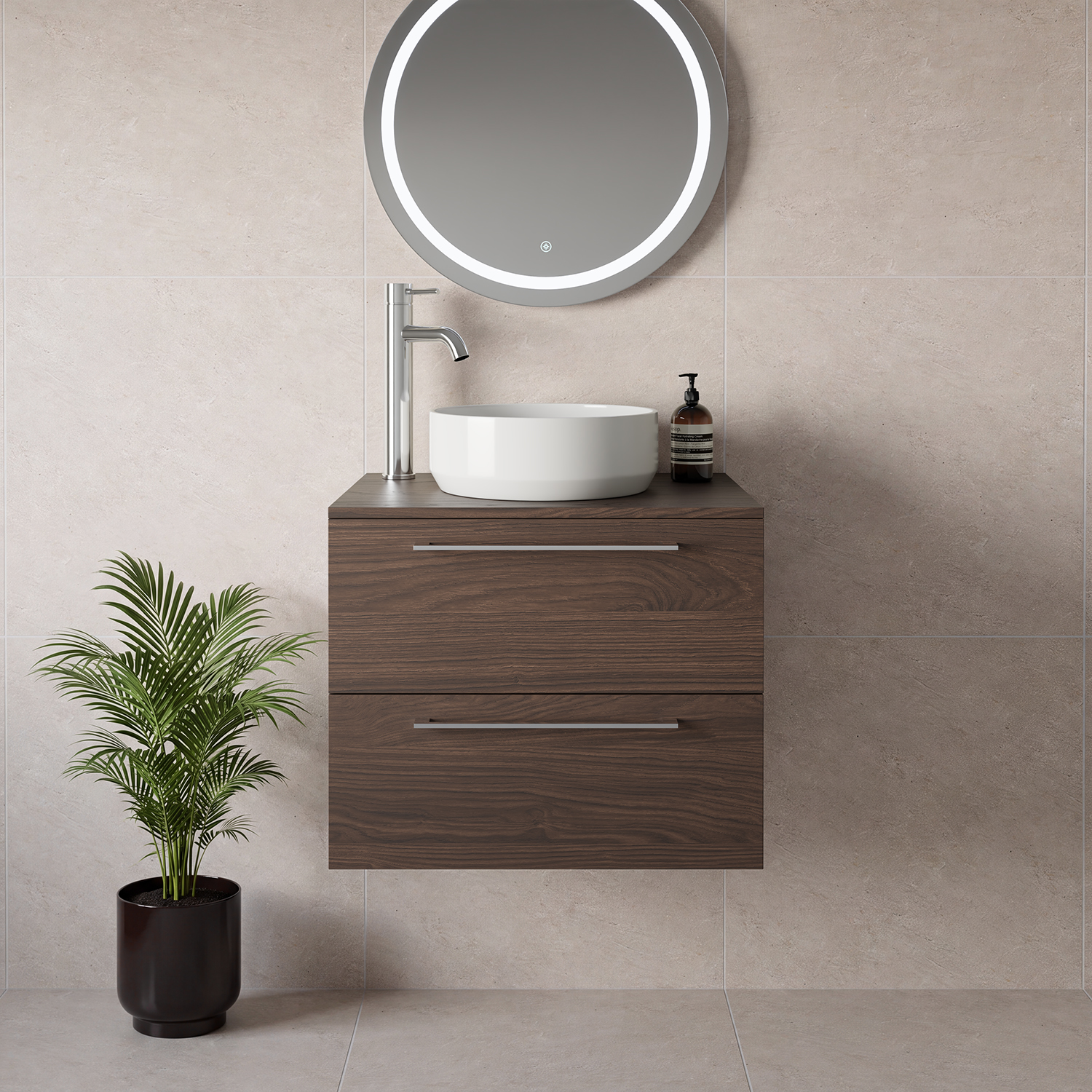 Napoli 460 Wall Mounted 2 Drawer Vanity Unit for Countertop Basins