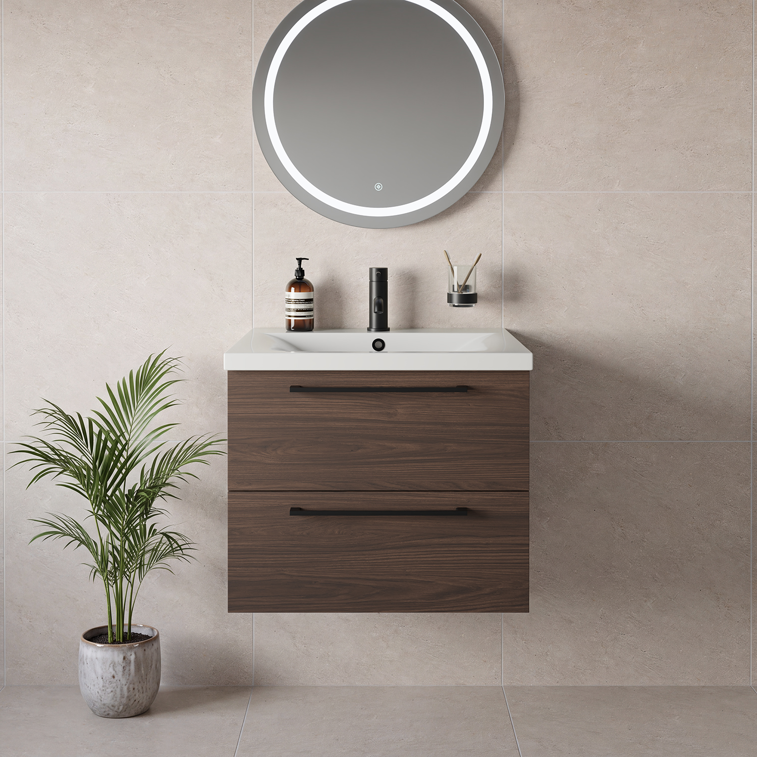 Napoli 460 Wall Mounted 2 Drawer Vanity Unit with Glide Basin