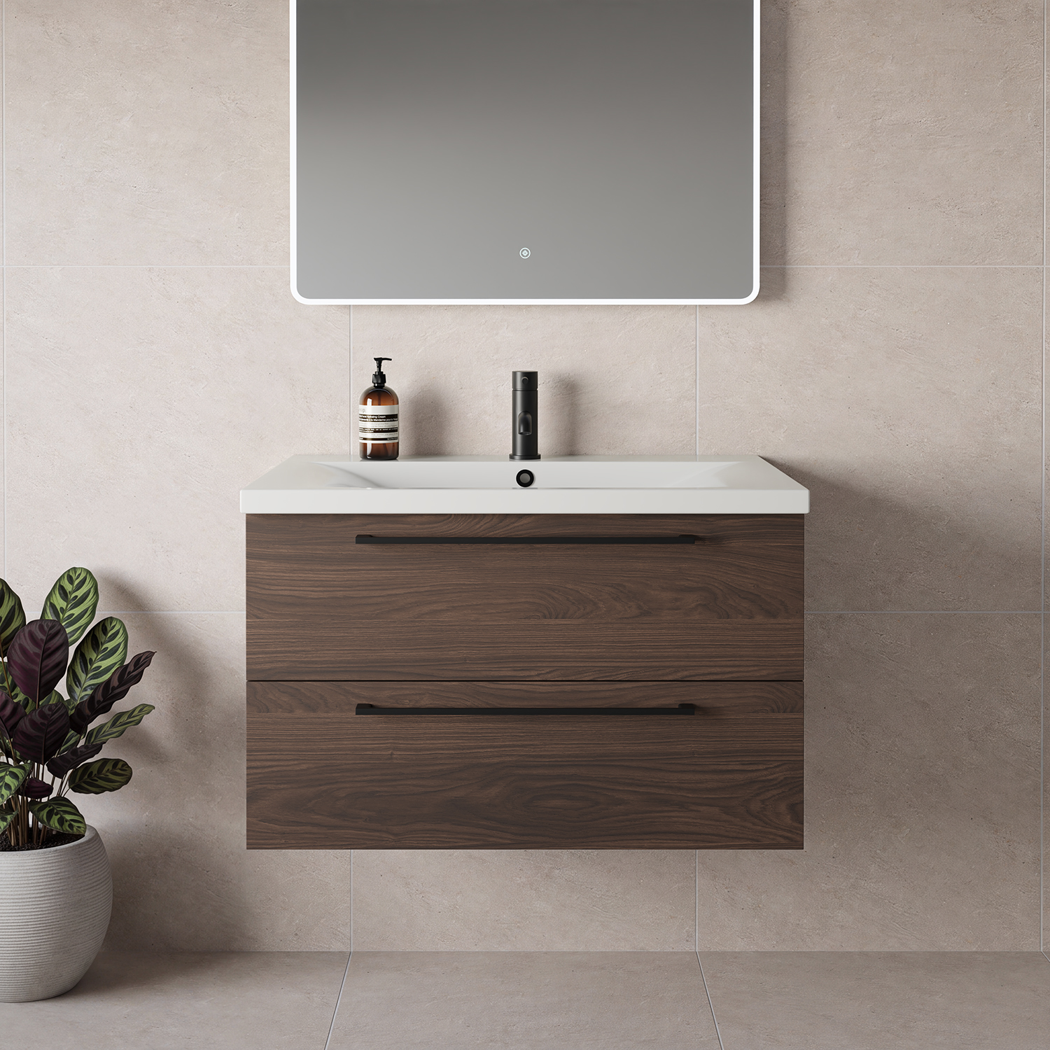 Napoli 460 Wall Mounted 2 Drawer Vanity Unit with Glide Basin