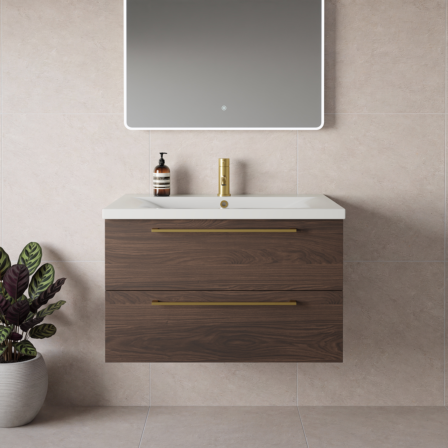 Napoli 460 Wall Mounted 2 Drawer Vanity Unit with Glide Basin