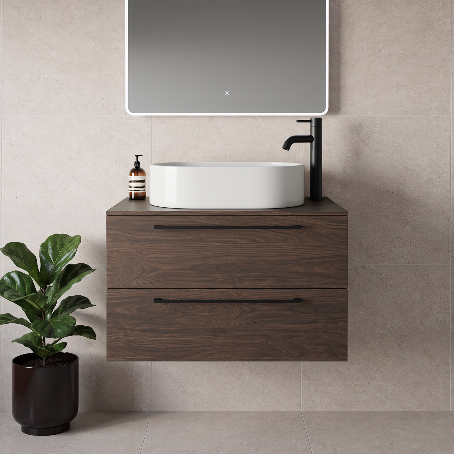 Napoli 460 Wall Mounted 2 Drawer Vanity Unit for Countertop Basins