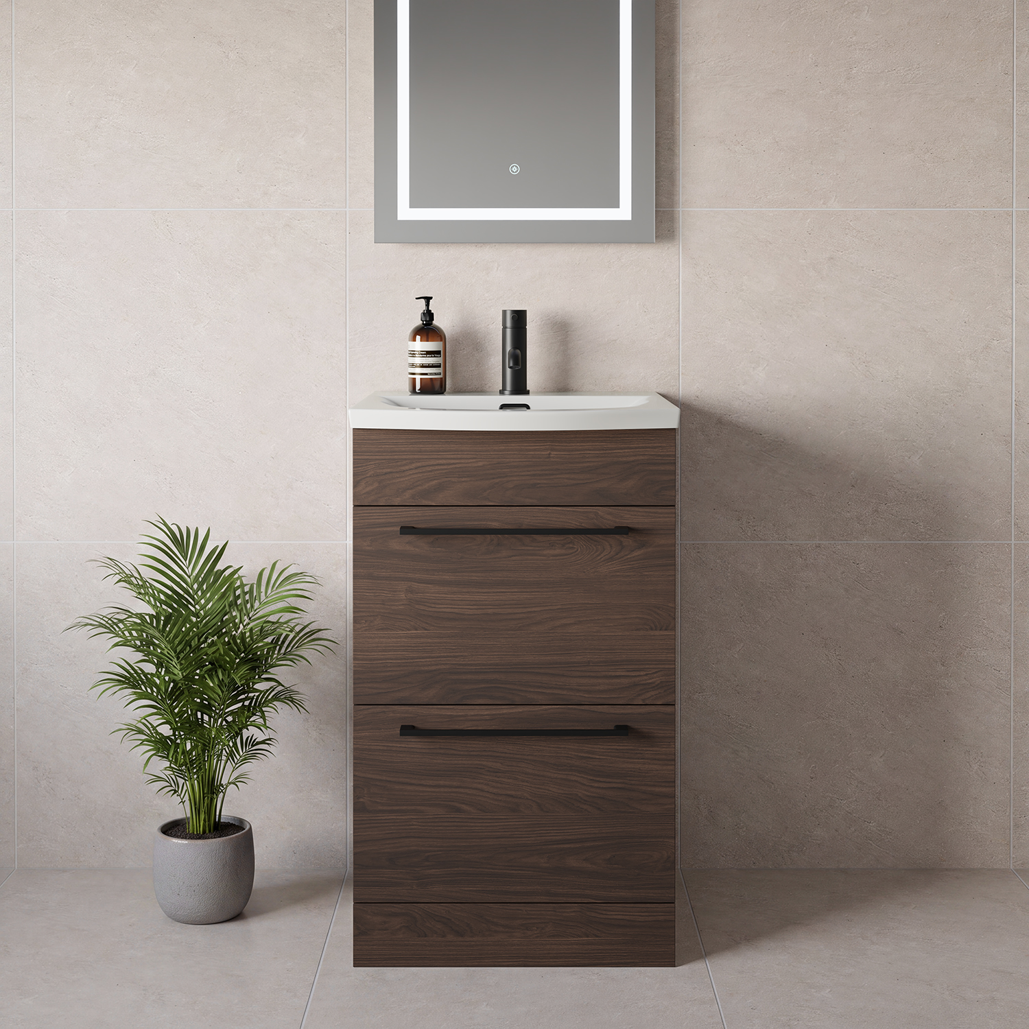 Napoli 390 2 Drawer Vanity Unit with Arc Basin
