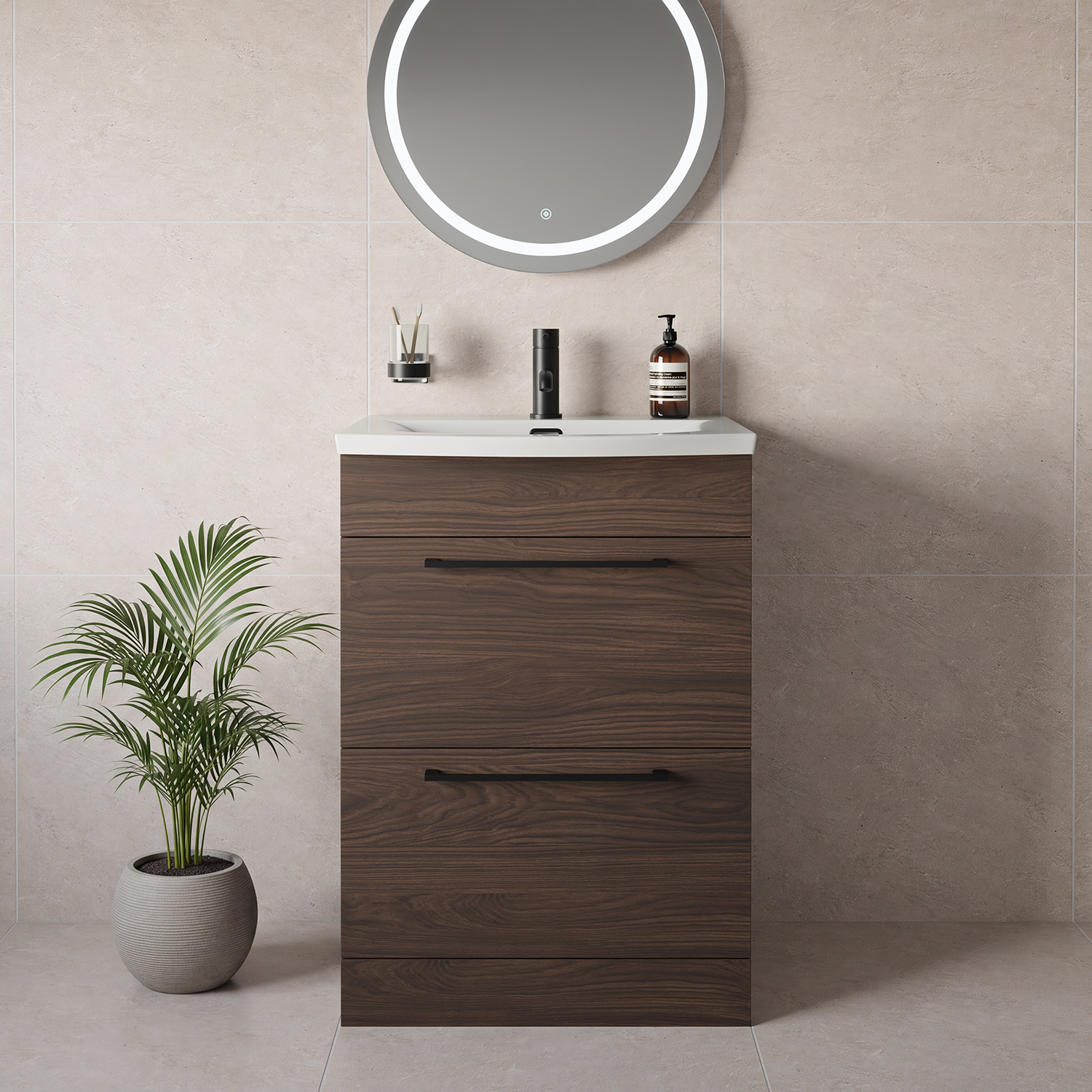 Napoli 390 2 Drawer Vanity Unit with Arc Basin