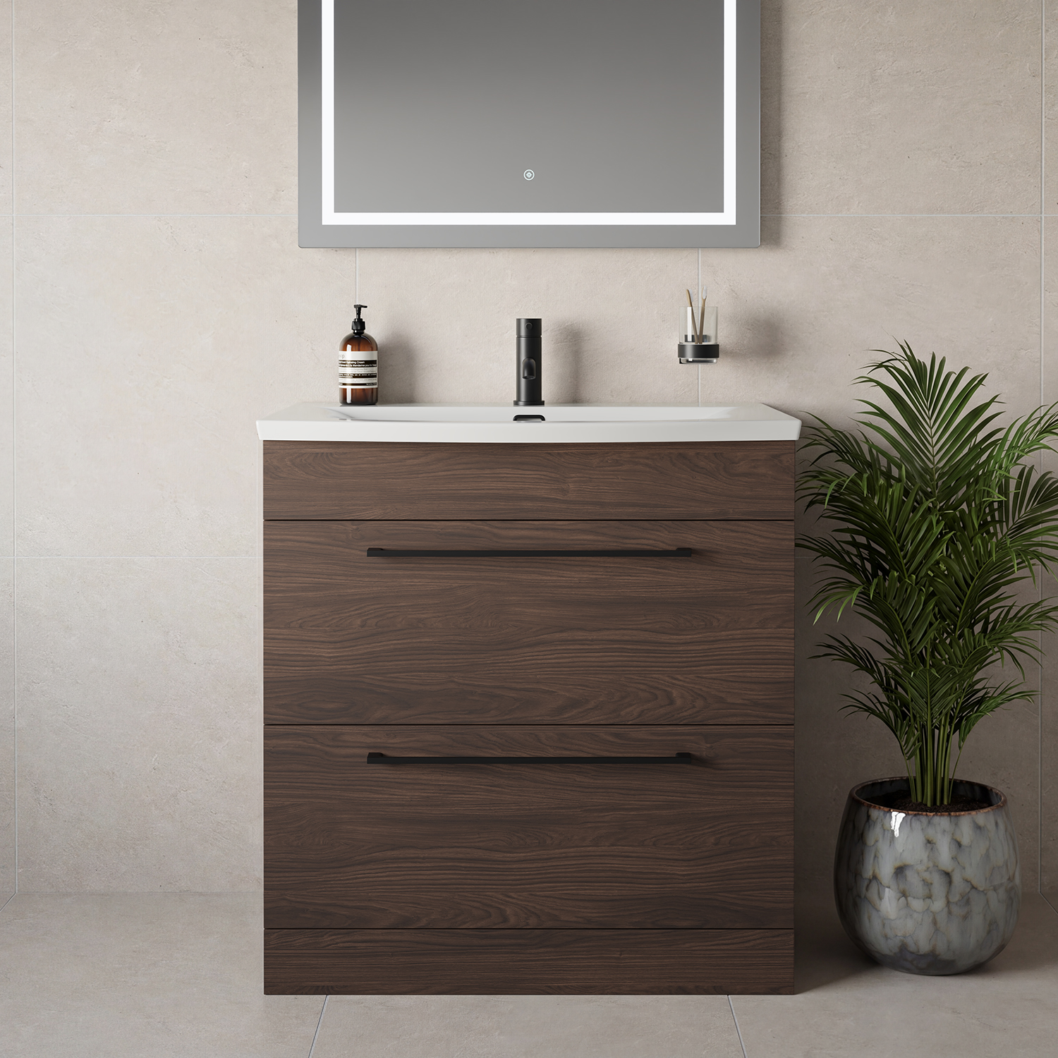 Napoli 390 2 Drawer Vanity Unit with Arc Basin