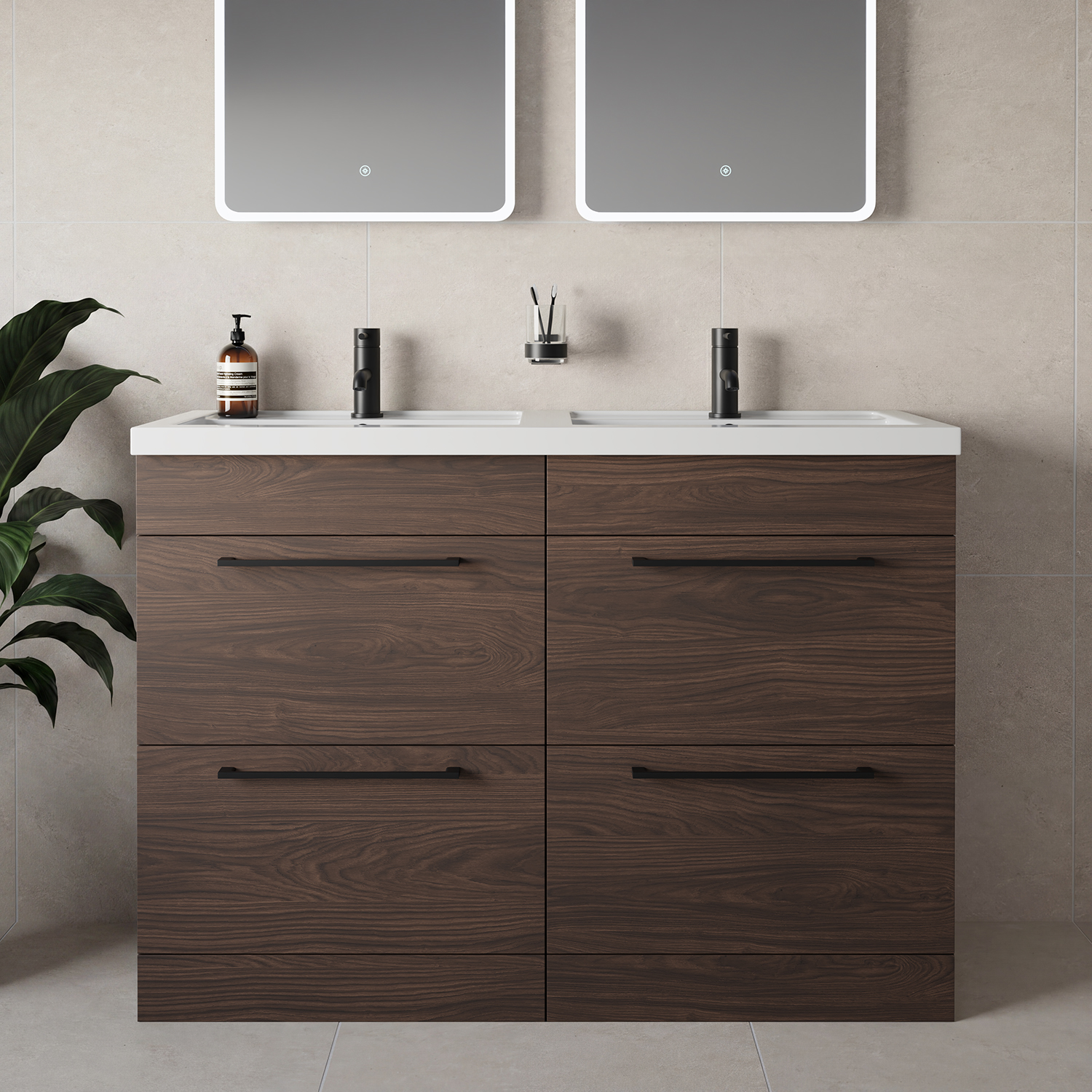 Napoli 390 4 Drawer Vanity Unit with Double Lucia Basins