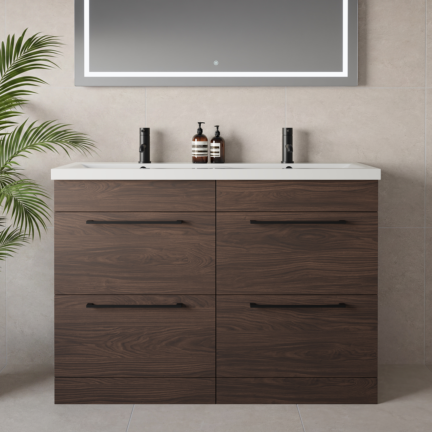 Napoli 390 4 Drawer Vanity Unit with Double Glide Basins