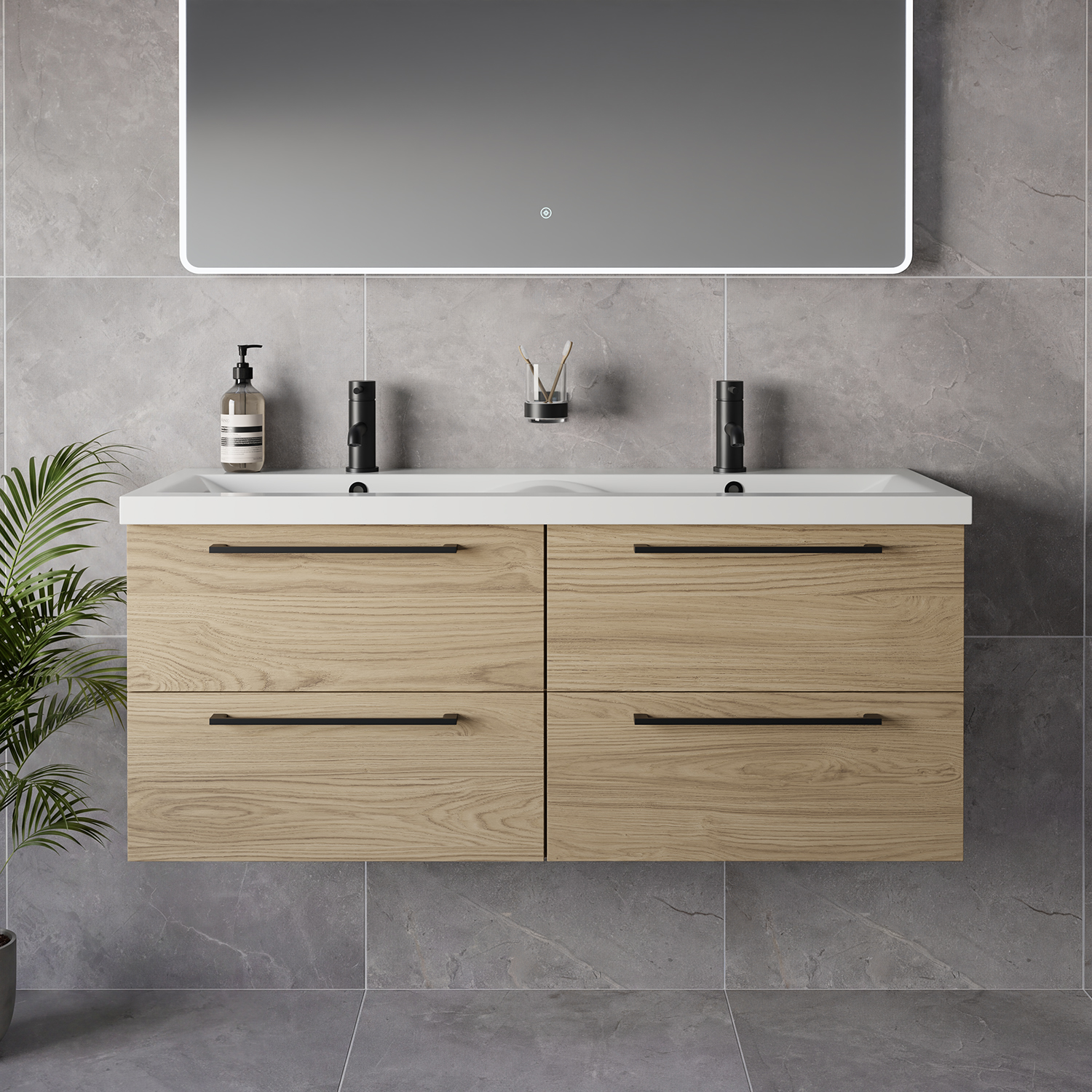 Napoli 390 Wall Mounted 4 Drawer Vanity Unit with Double Glide Basins