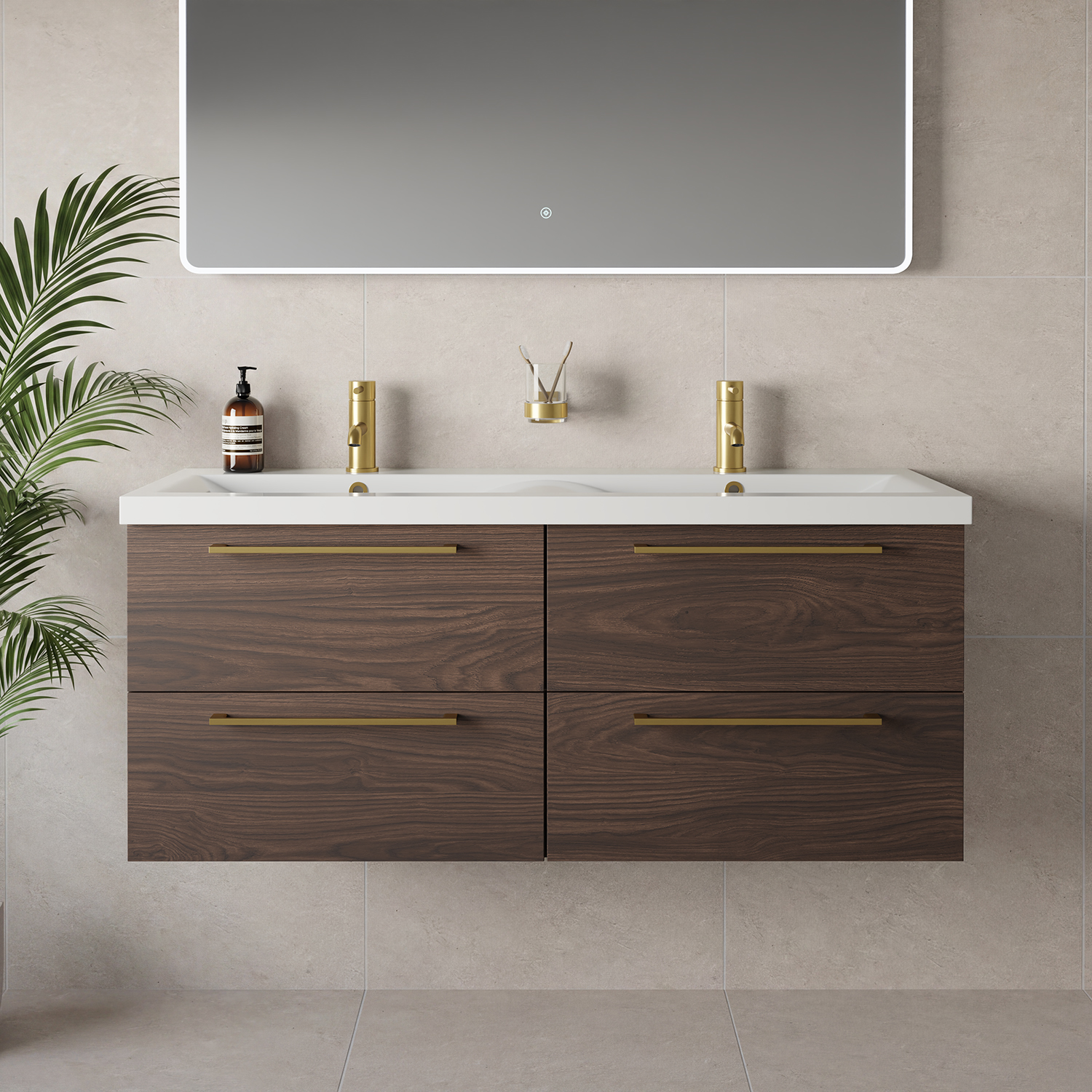 Napoli 390 Wall Mounted 4 Drawer Vanity Unit with Double Glide Basins