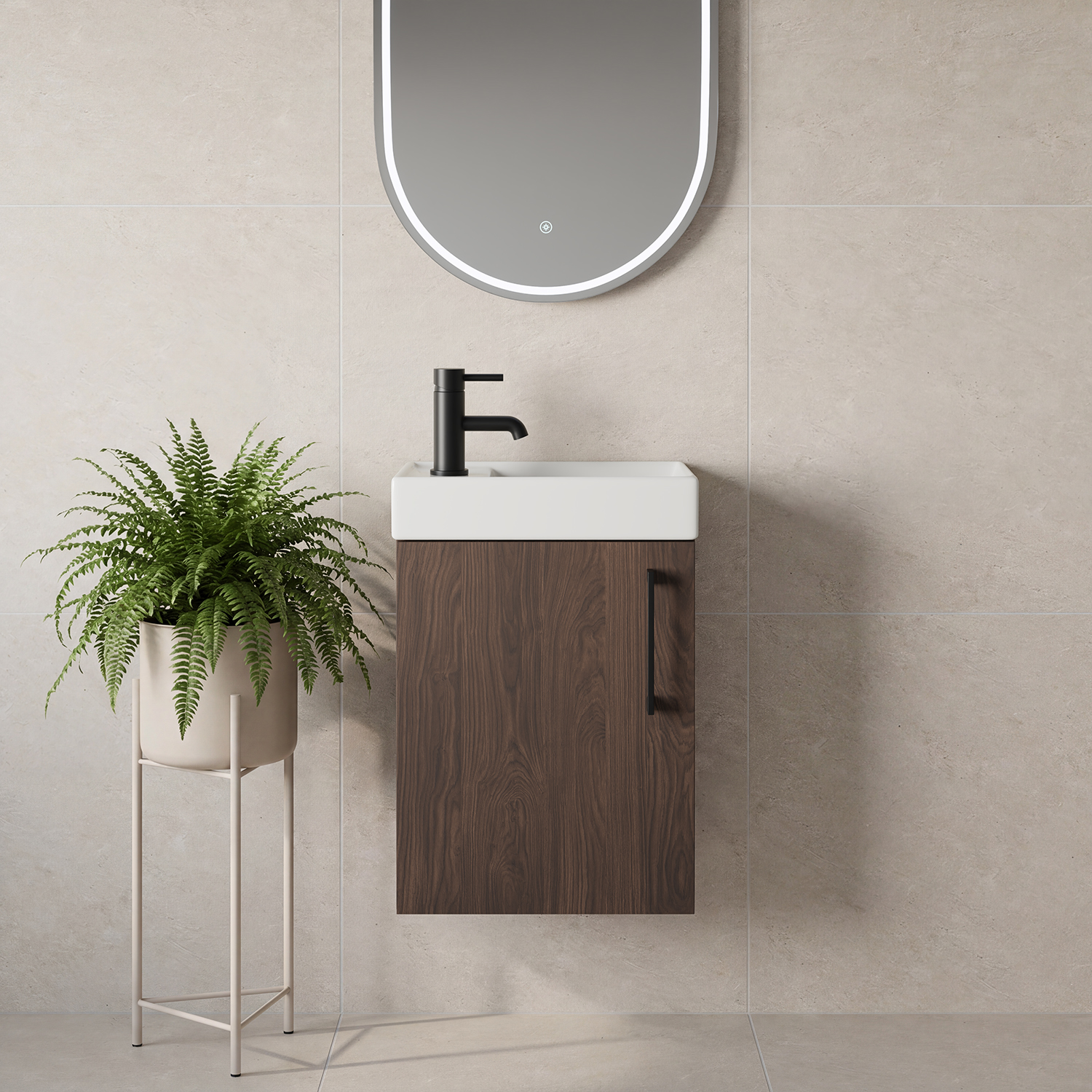 Napoli Cube Wall Mounted Single Door Vanity Unit with Align Basin