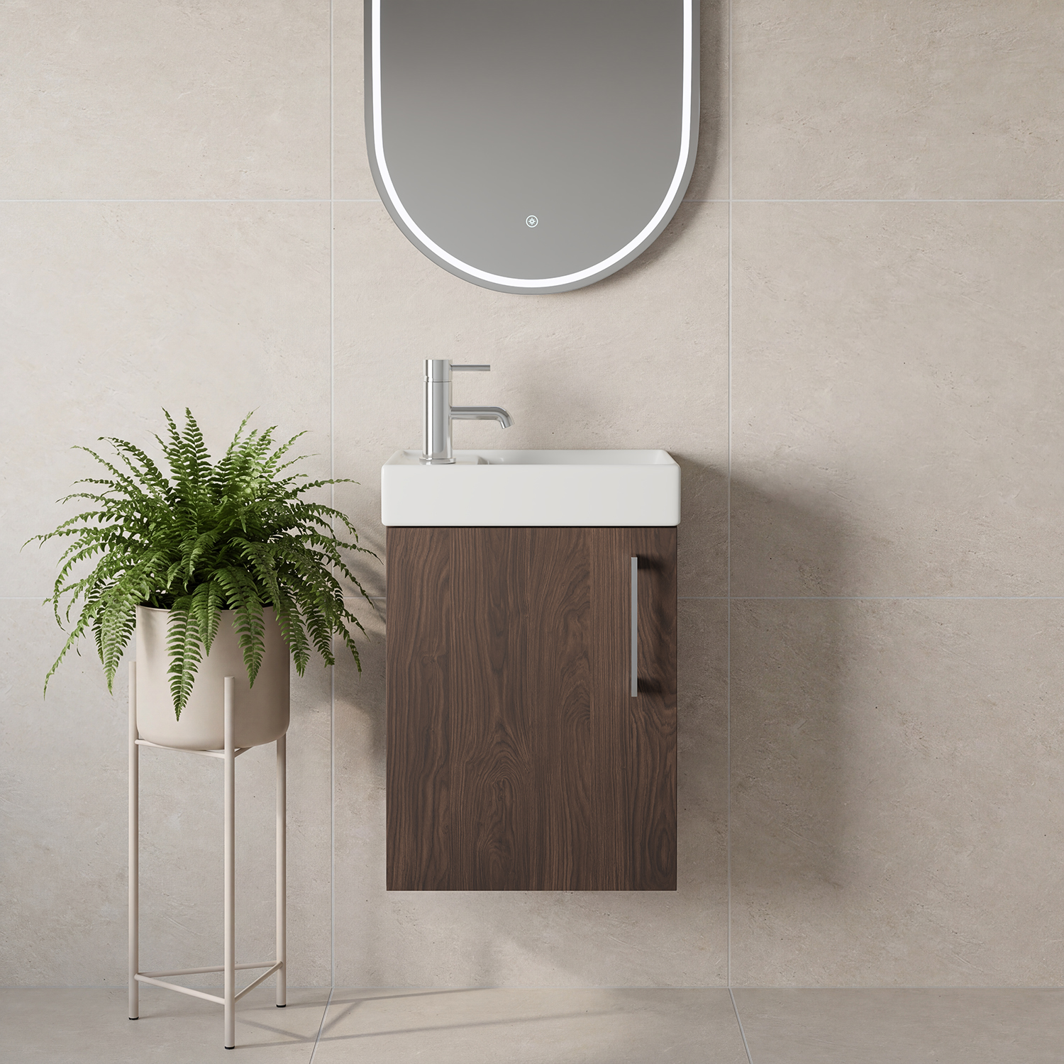 Napoli Cube Wall Mounted Single Door Vanity Unit with Align Basin