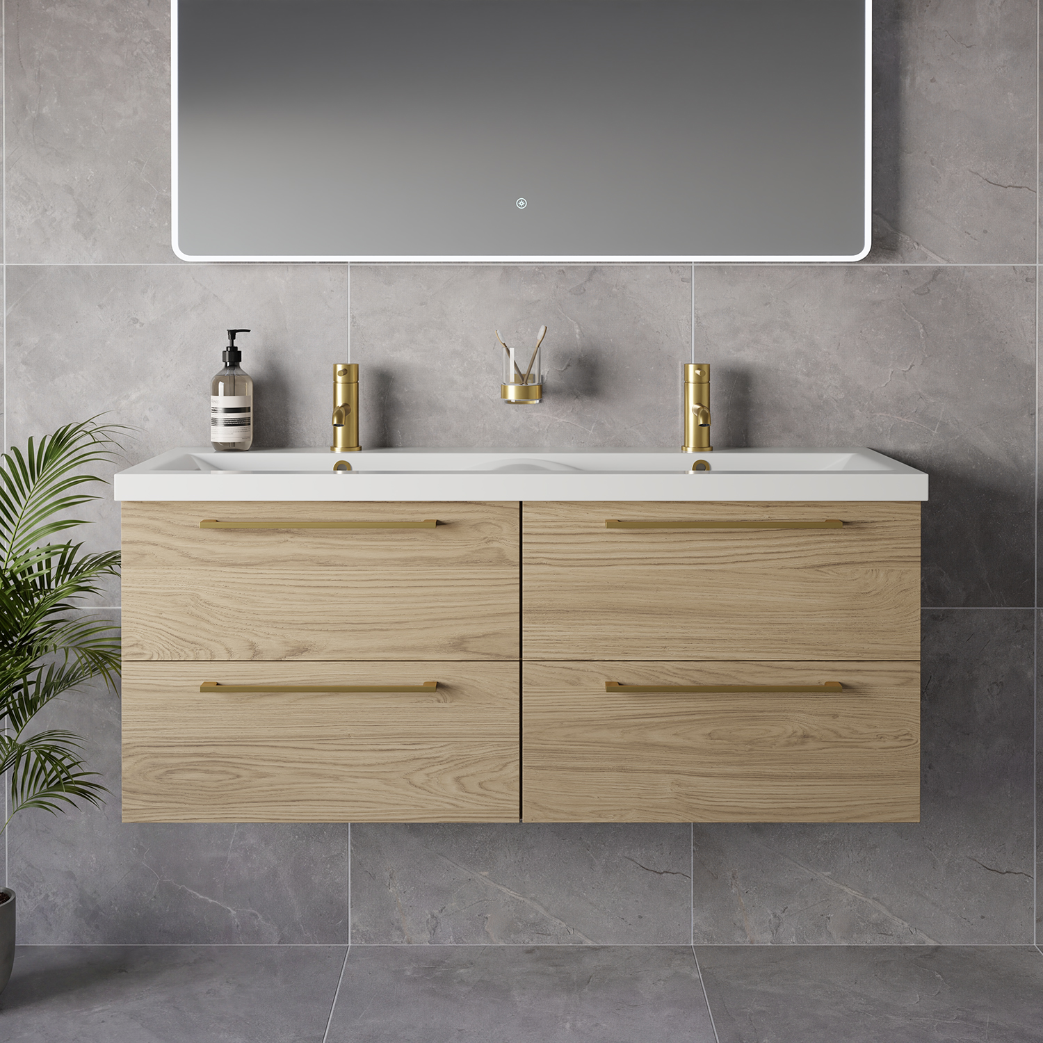 Napoli 390 Wall Mounted 4 Drawer Vanity Unit with Double Glide Basins