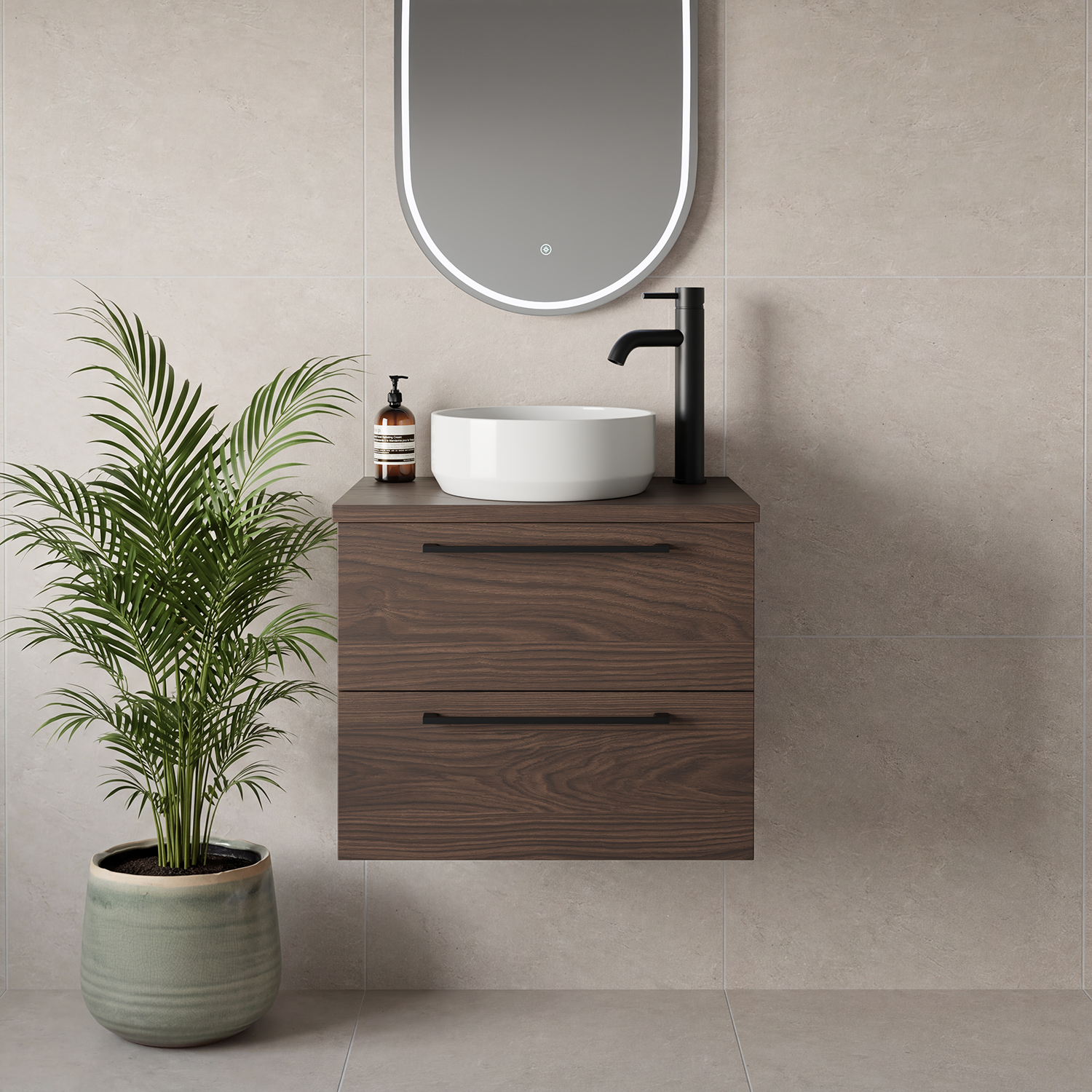 Napoli 390 Wall Mounted 2 Drawer Vanity Unit for Countertop Basins