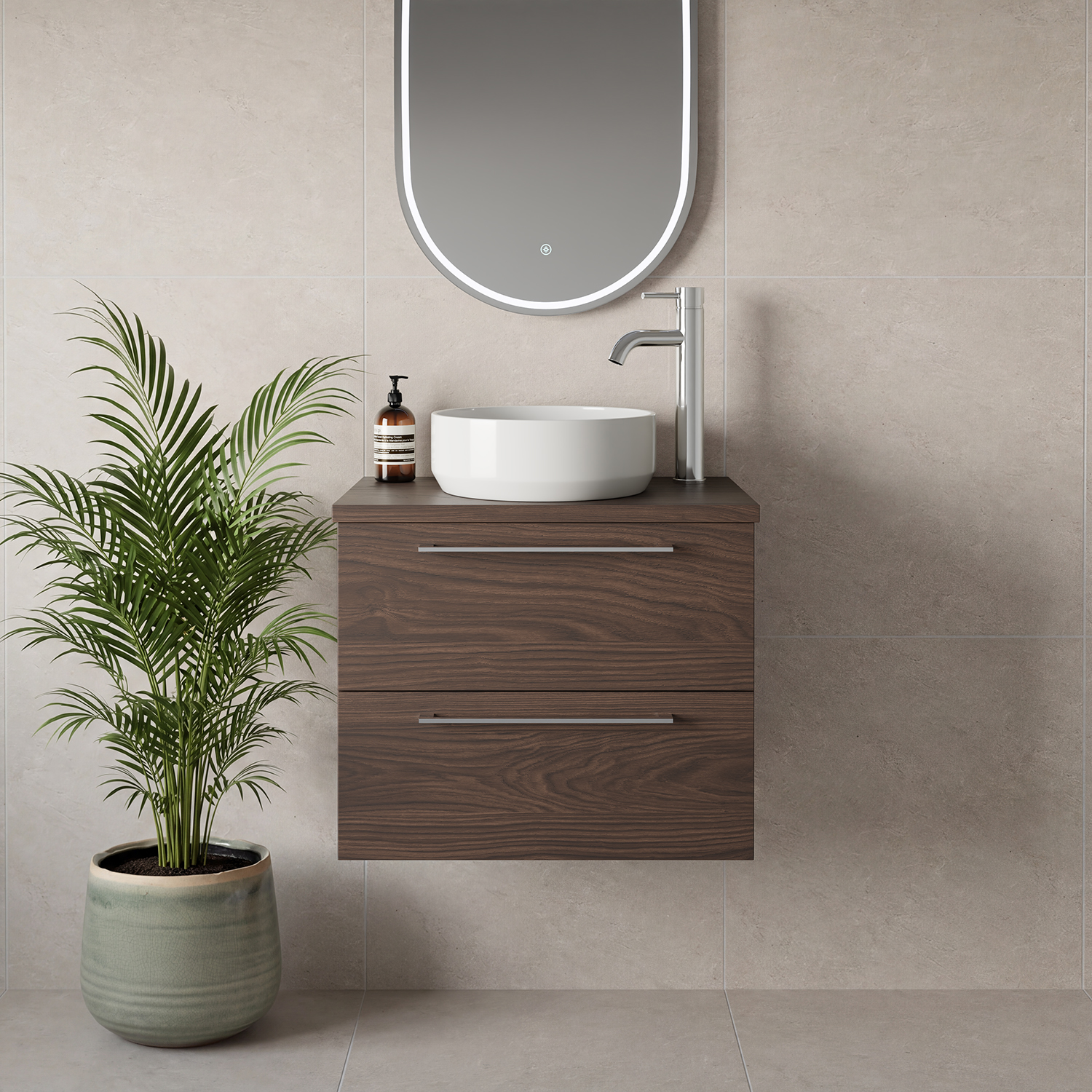 Napoli 390 Wall Mounted 2 Drawer Vanity Unit for Countertop Basins