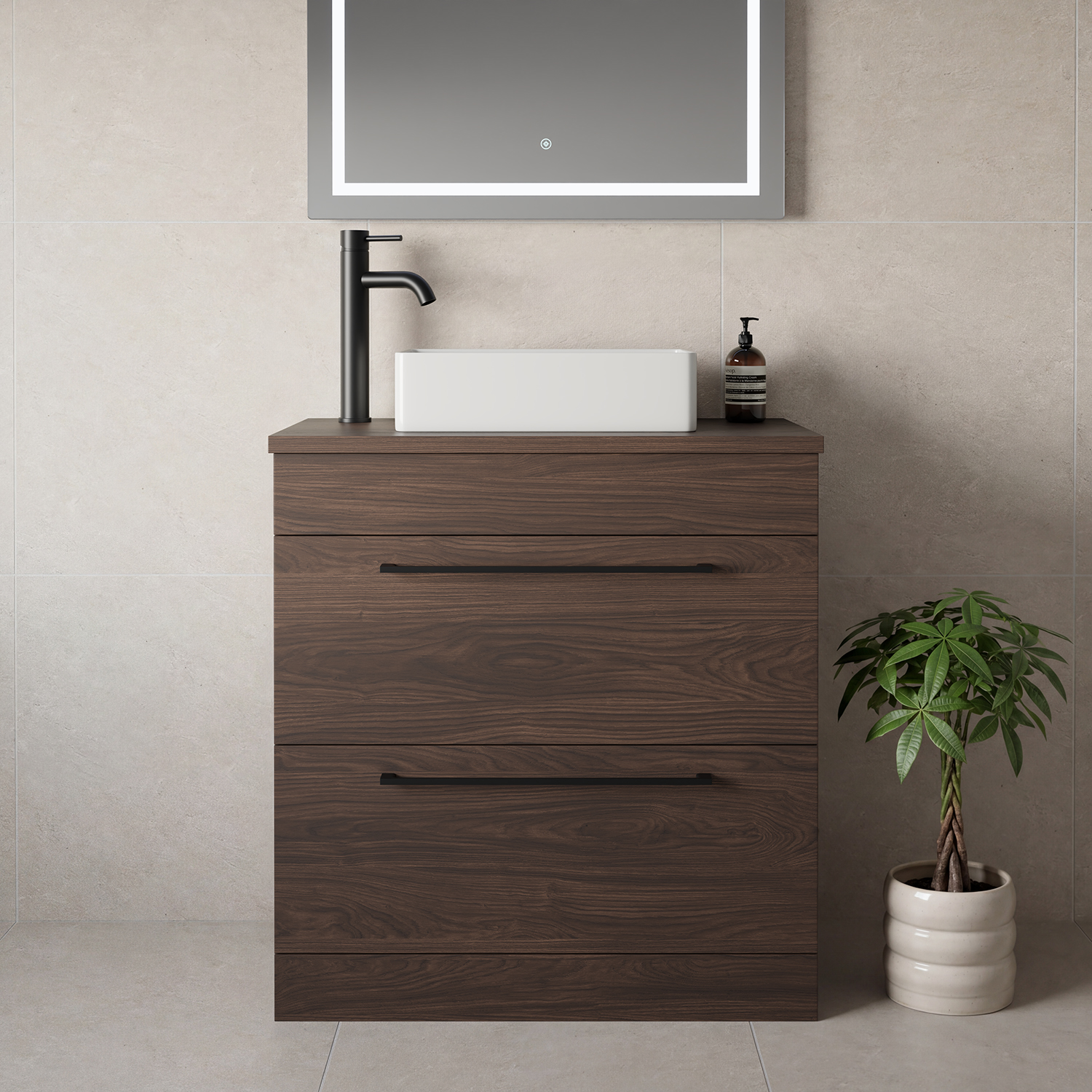 Napoli 390 2 Drawer Vanity Unit for Countertop Basins