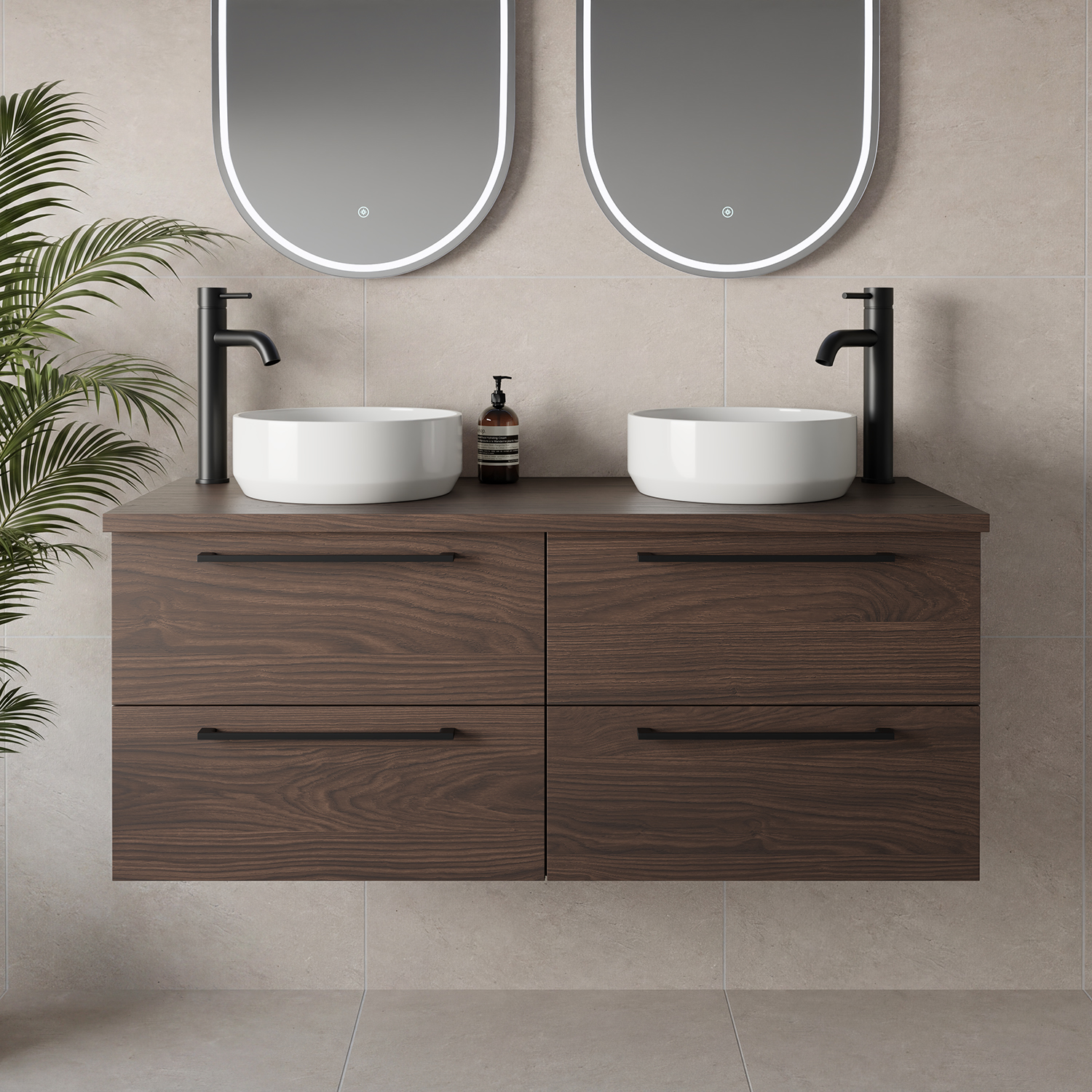 Napoli 460 Wall Mounted 4 Drawer Vanity Unit for Countertop Basins