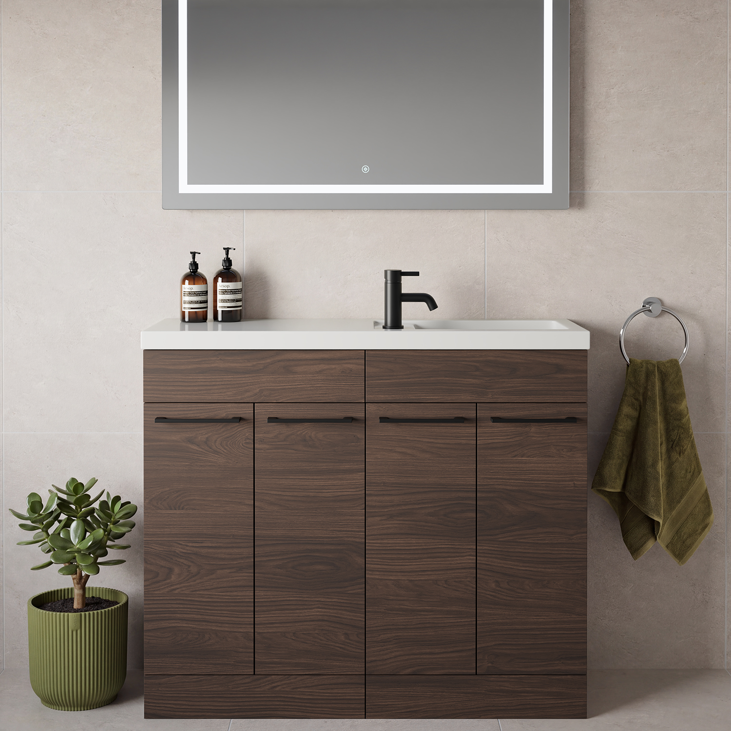 Napoli 250 4 Door Vanity Unit with Square Silvo Basin