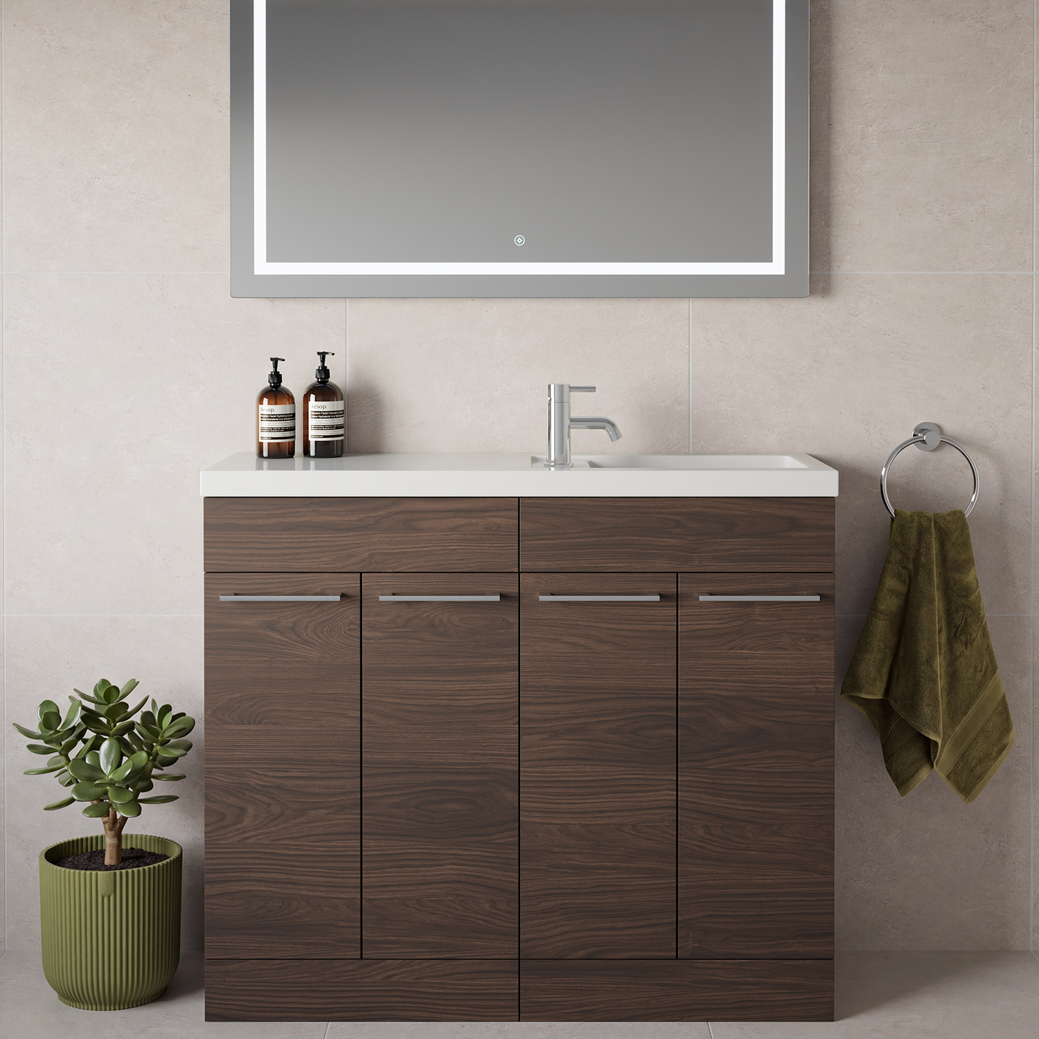 Napoli 250 4 Door Vanity Unit with Square Silvo Basin
