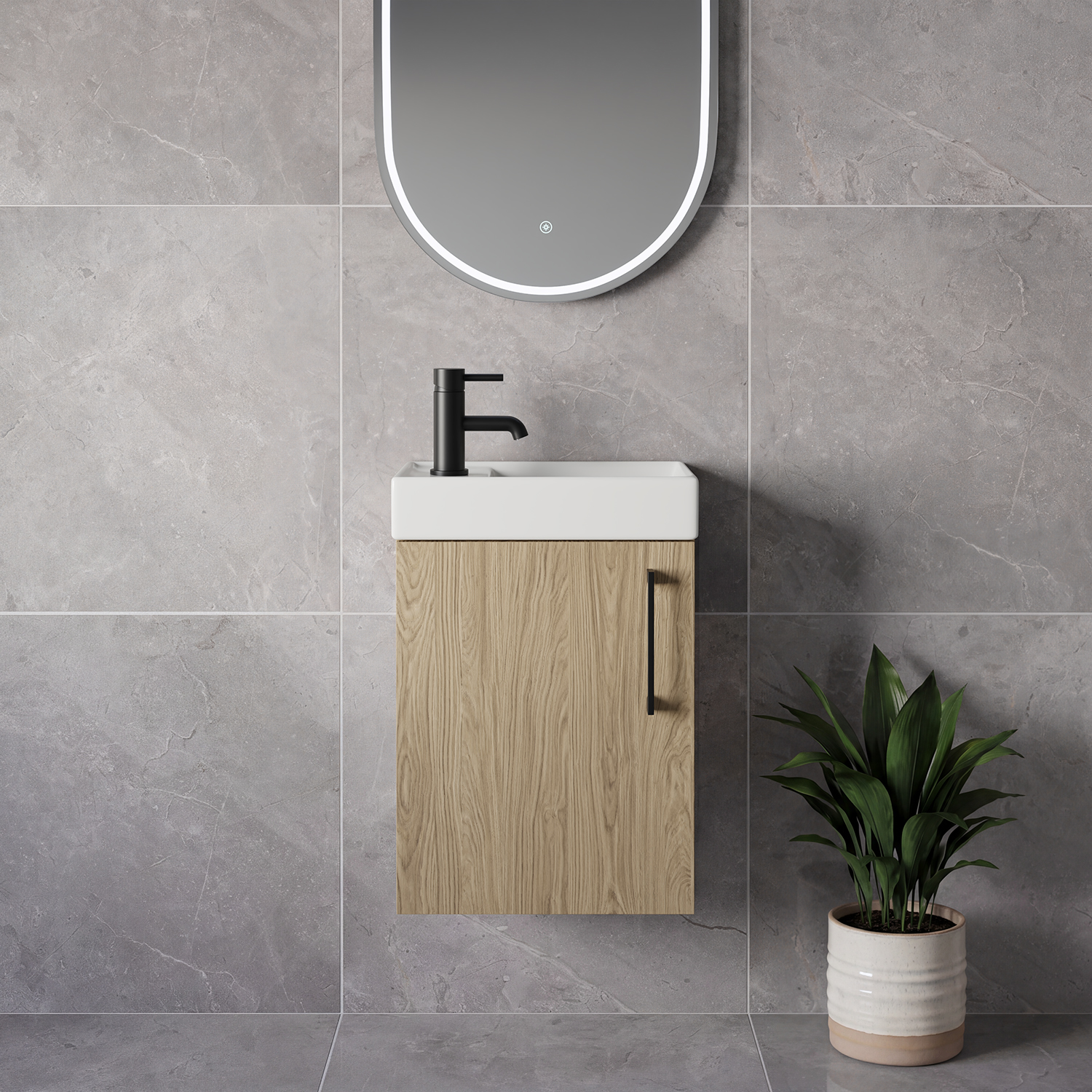 Napoli Cube Wall Mounted Single Door Vanity Unit with Align Basin