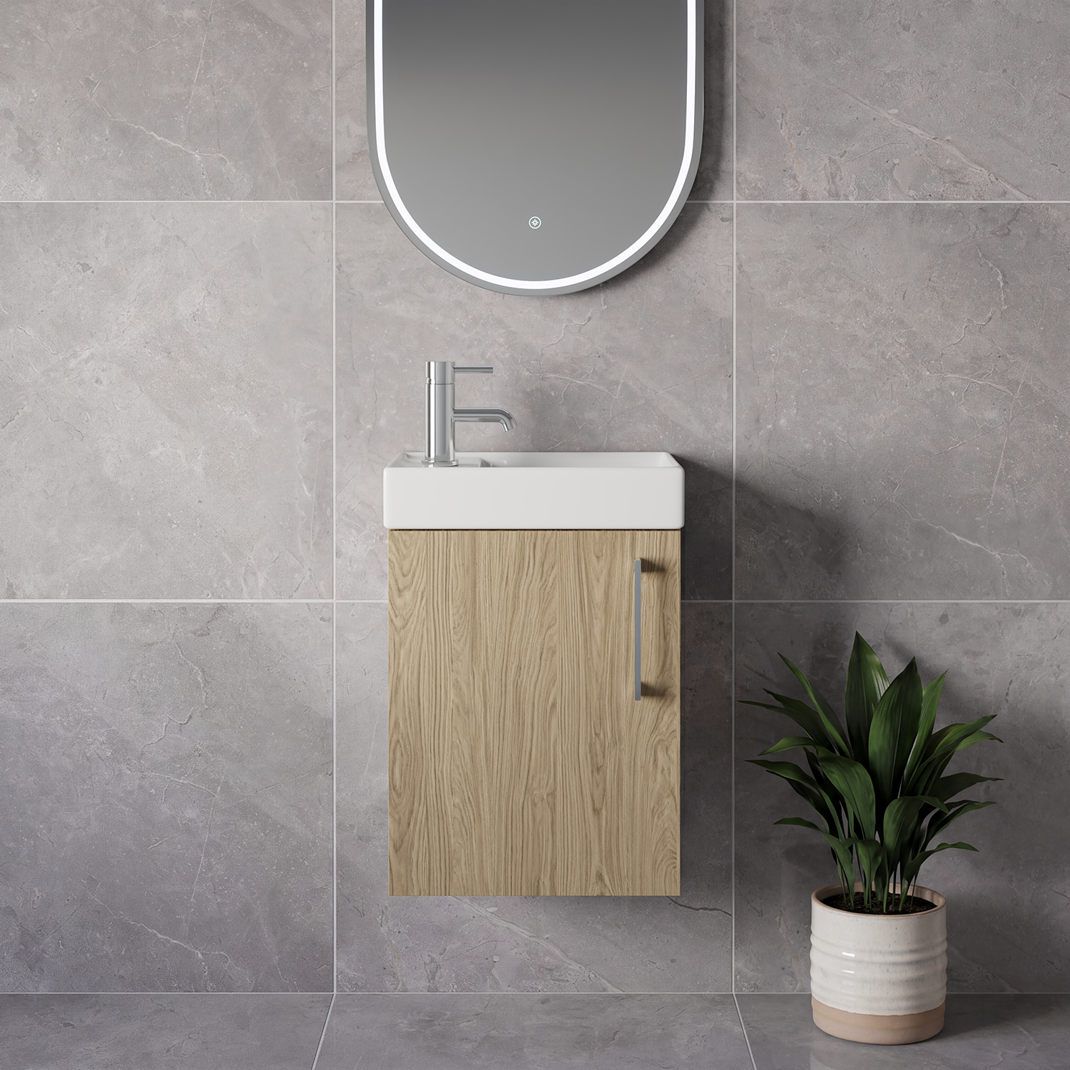 Napoli Cube Wall Mounted Single Door Vanity Unit with Align Basin