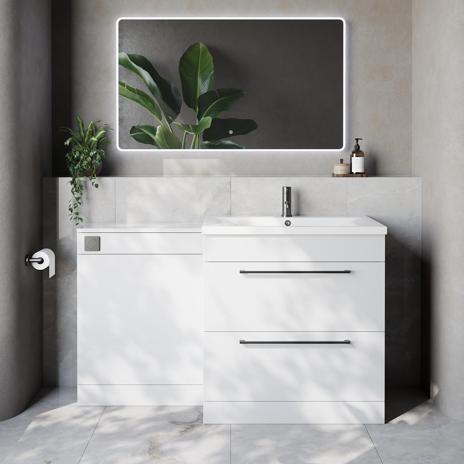 Napoli 460 Cento 2 Drawer Vanity Unit Toilet Suite with Glide Basin