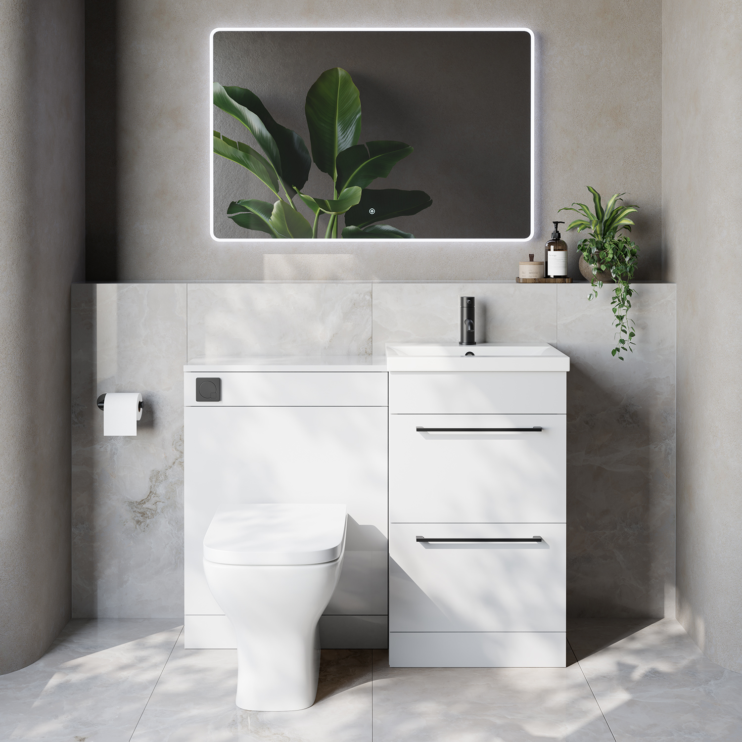 Napoli 390 Cento 2 Drawer Vanity Unit Toilet Suite with Glide Basin