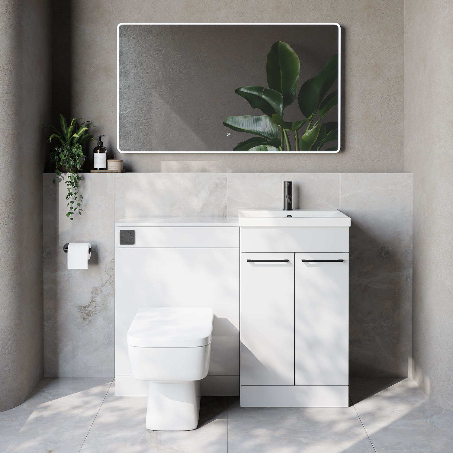 Napoli 390 Cento 2 Door Vanity Unit Toilet Suite with Glide Basin