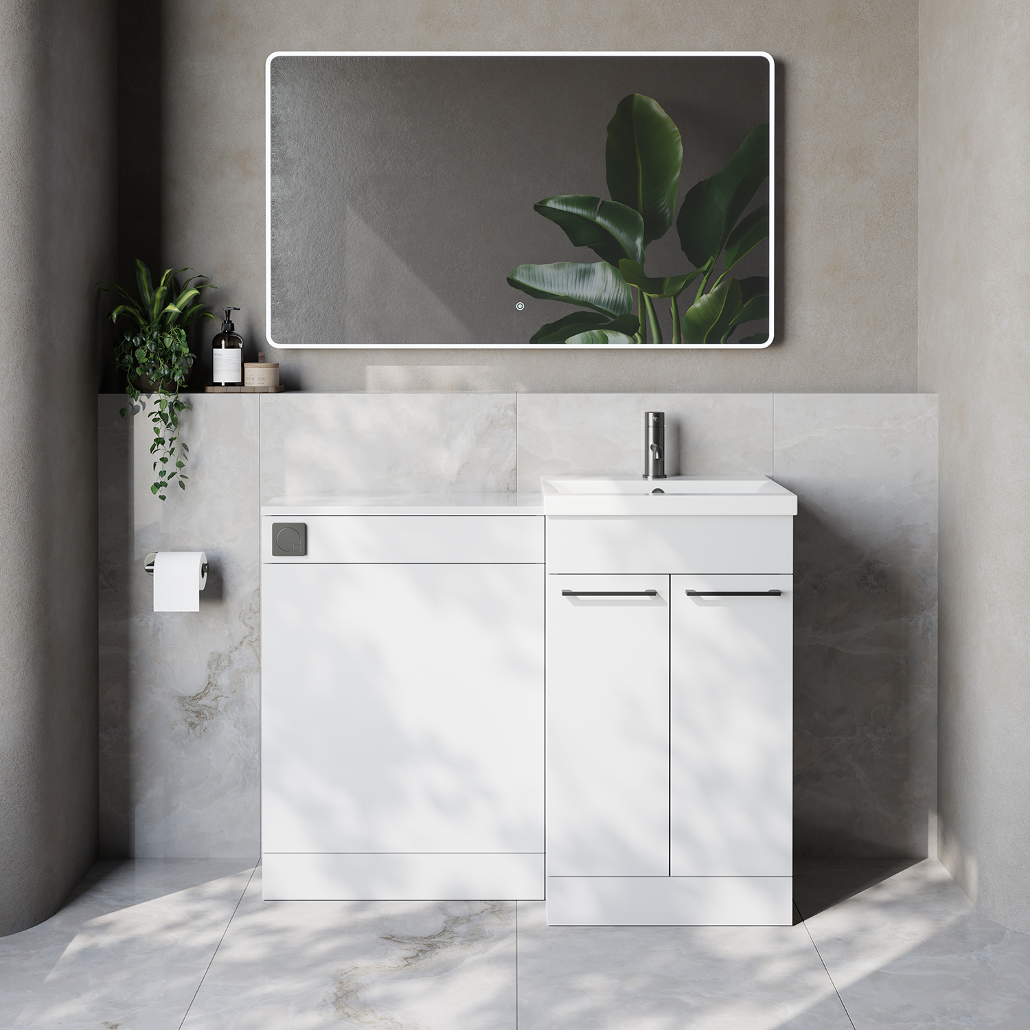 Napoli 390 Cento 2 Door Vanity Unit Toilet Suite with Glide Basin