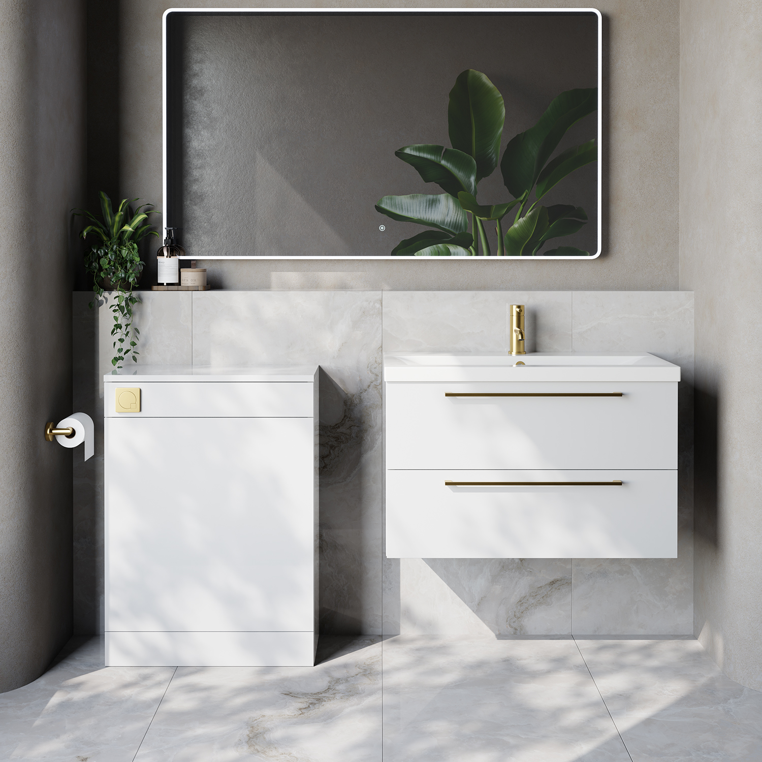 Napoli 390 Cento Wall Mounted 2 Drawer Vanity Unit and Toilet Suite with Glide Basin
