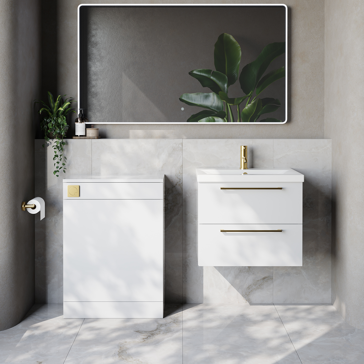 Napoli 390 Cento Wall Mounted 2 Drawer Vanity Unit and Toilet Suite with Glide Basin