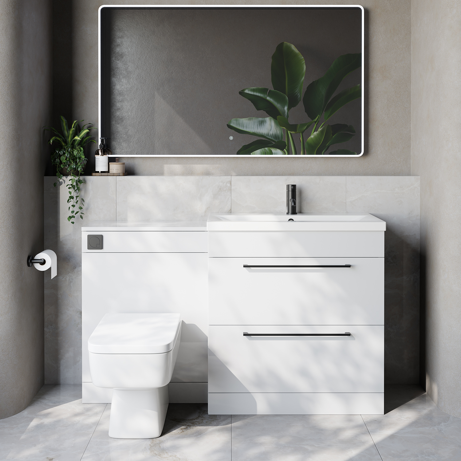 Napoli 390 Cento 2 Drawer Vanity Unit Toilet Suite with Glide Basin