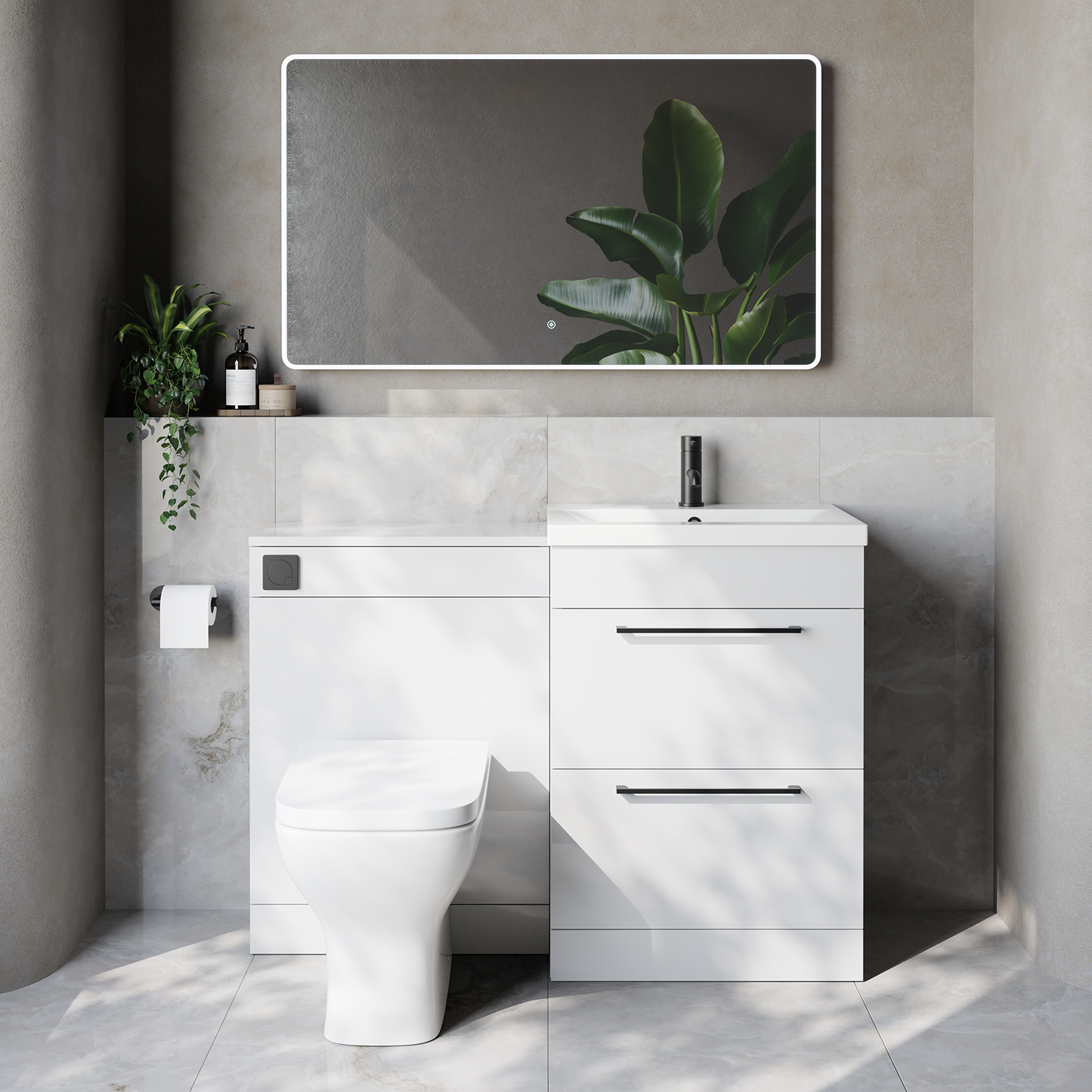 Napoli 390 Cento 2 Drawer Vanity Unit Toilet Suite with Glide Basin