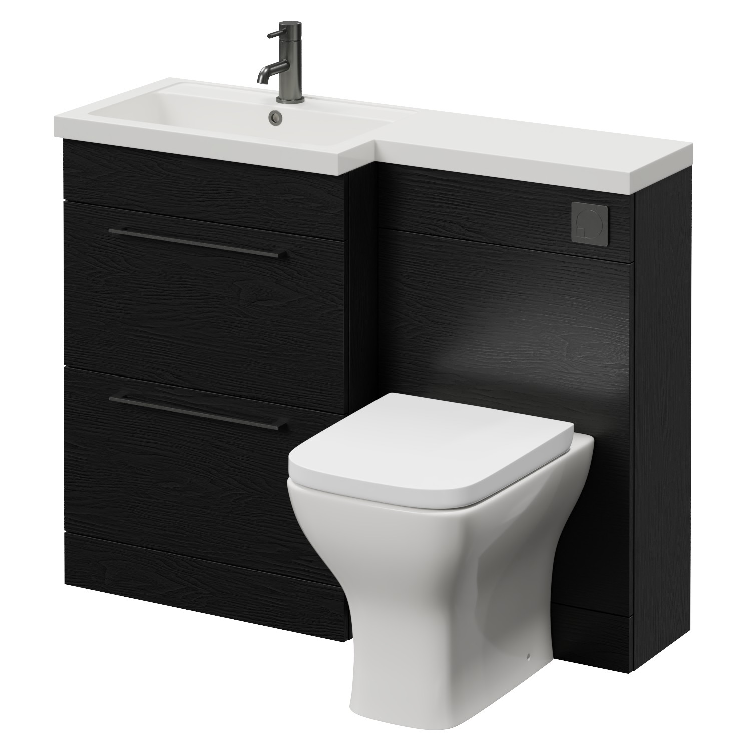 Napoli 390 2 Drawer Vanity Unit Toilet Suite with Square Left Hand Lucia Basin
