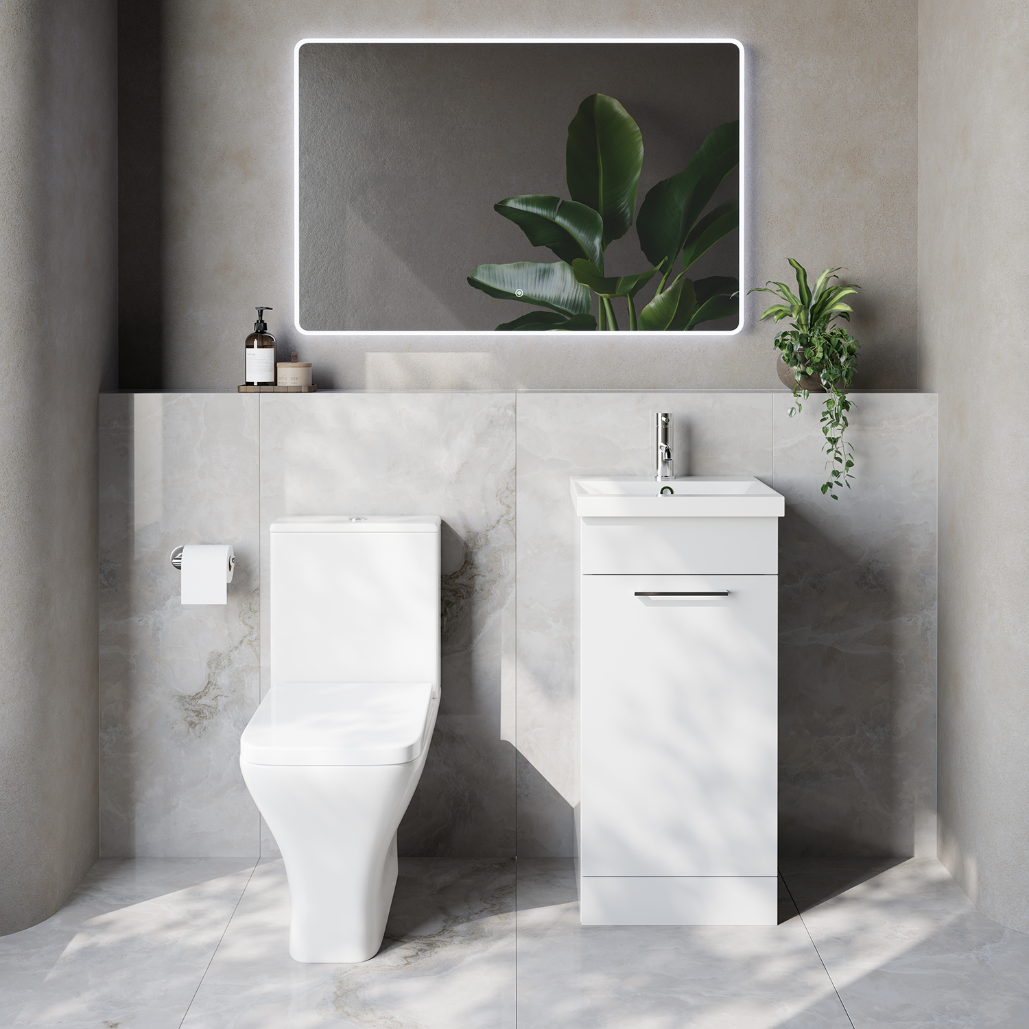 Napoli 390 Single Door Vanity Unit and Kingston Toilet Suite with Glide Basin