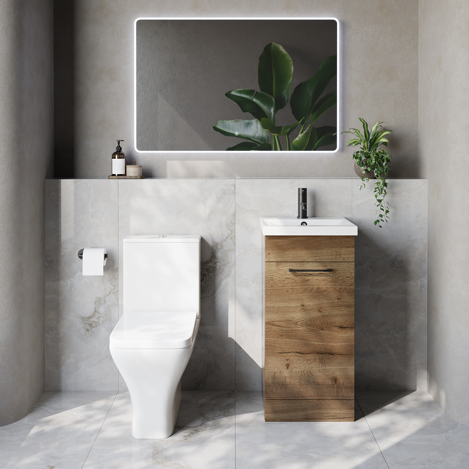 Napoli 390 Single Door Vanity Unit and Kingston Toilet Suite with Glide Basin