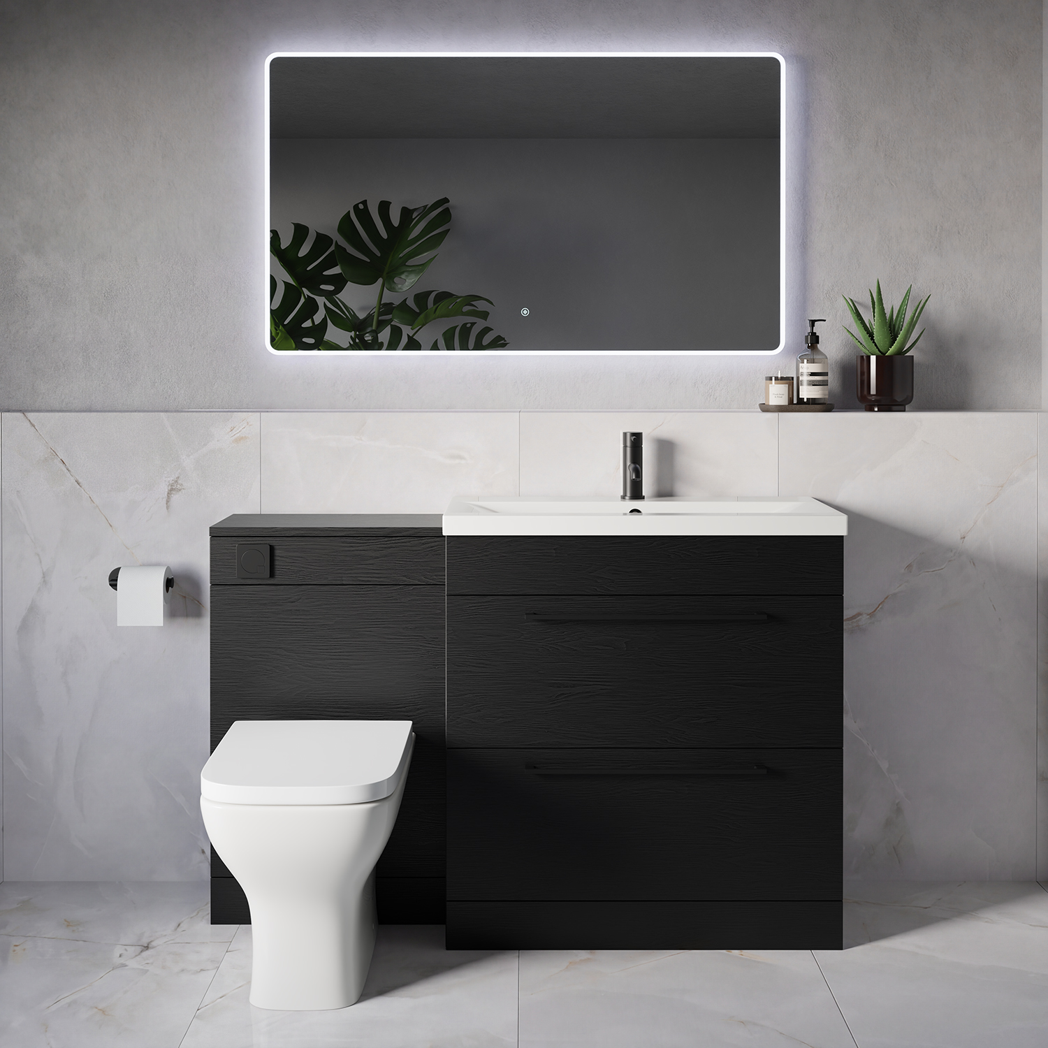 Napoli 390 2 Drawer Vanity Unit Toilet Suite with Glide Basin
