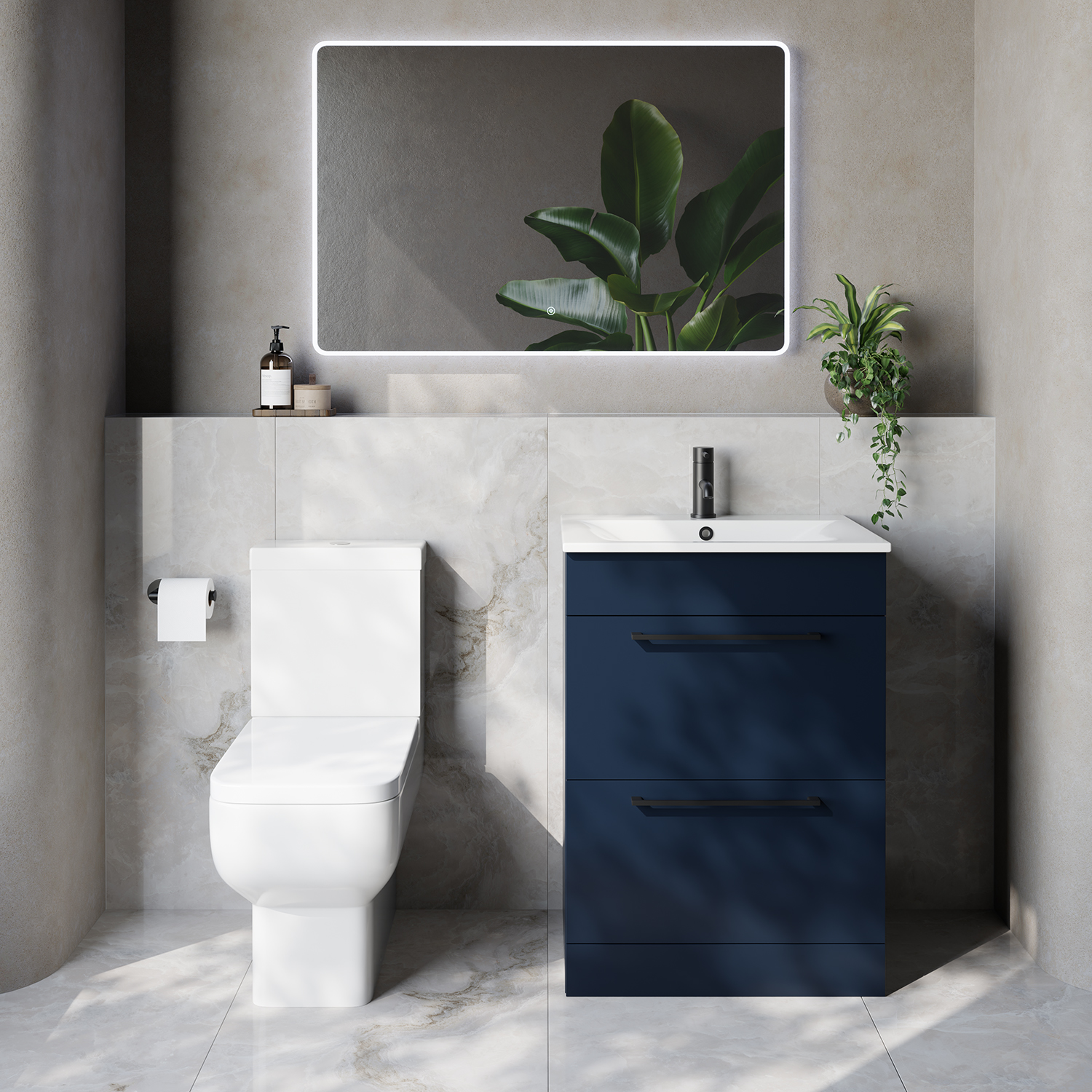 Napoli 460 2 Drawer Vanity Unit and Tacoma Comfort Height Toilet Suite with Angel Basin