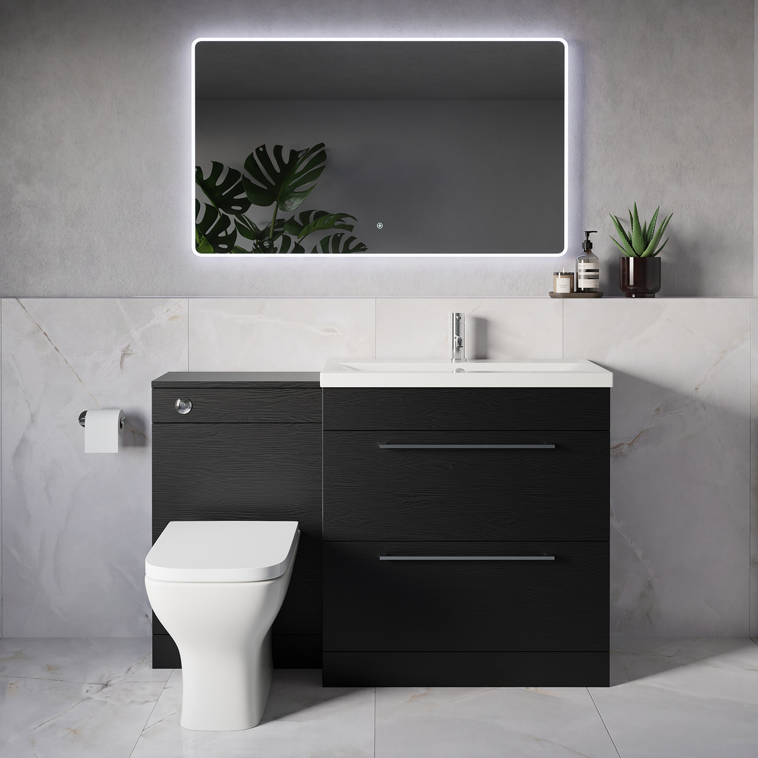 Napoli 390 2 Drawer Vanity Unit Toilet Suite with Glide Basin