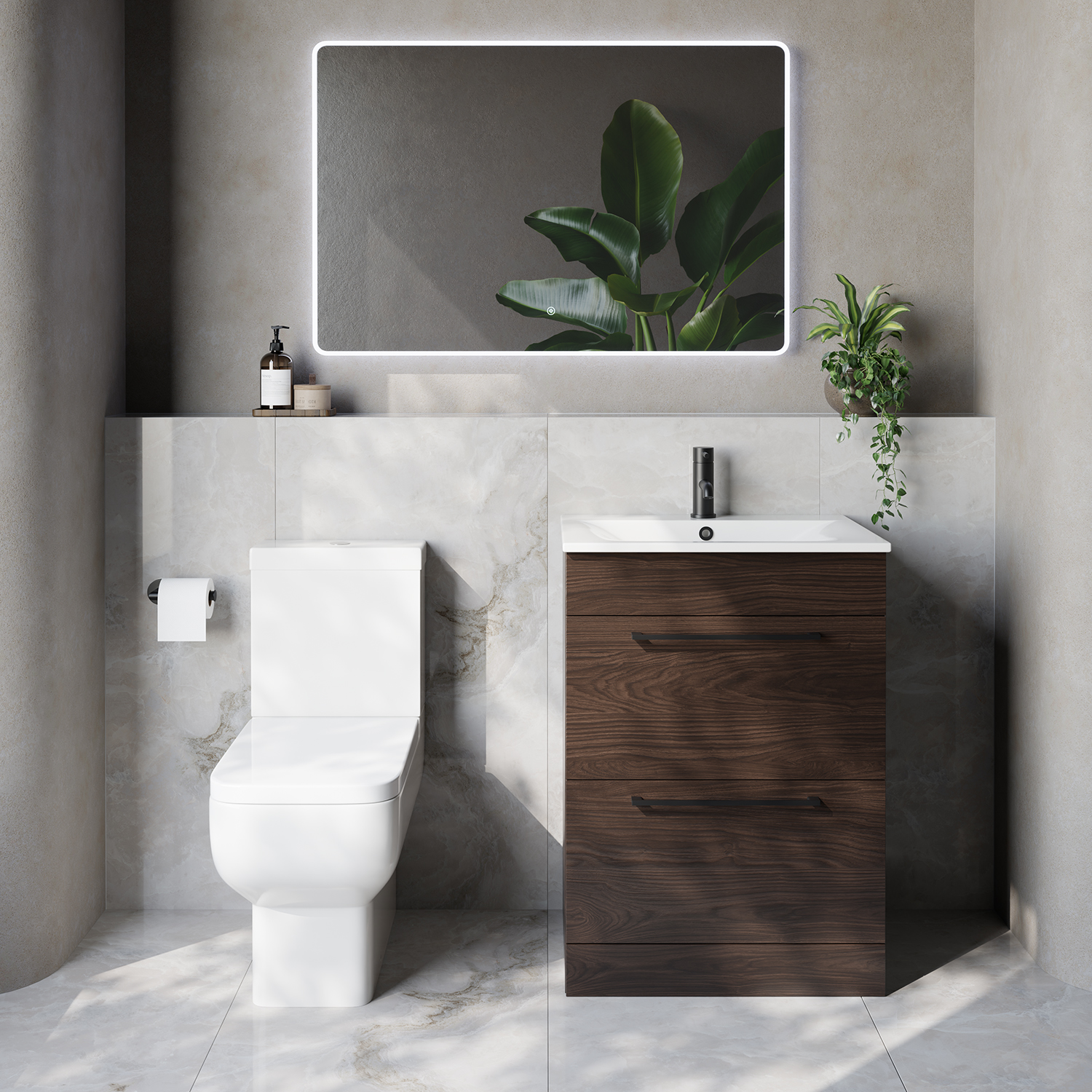 Napoli 460 2 Drawer Vanity Unit and Tacoma Comfort Height Toilet Suite with Angel Basin