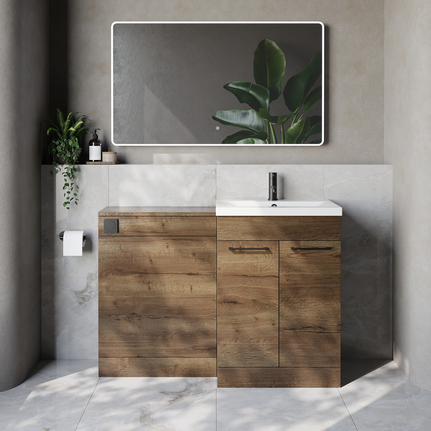 Napoli 390 Cento 2 Door Vanity Unit Toilet Suite with Glide Basin