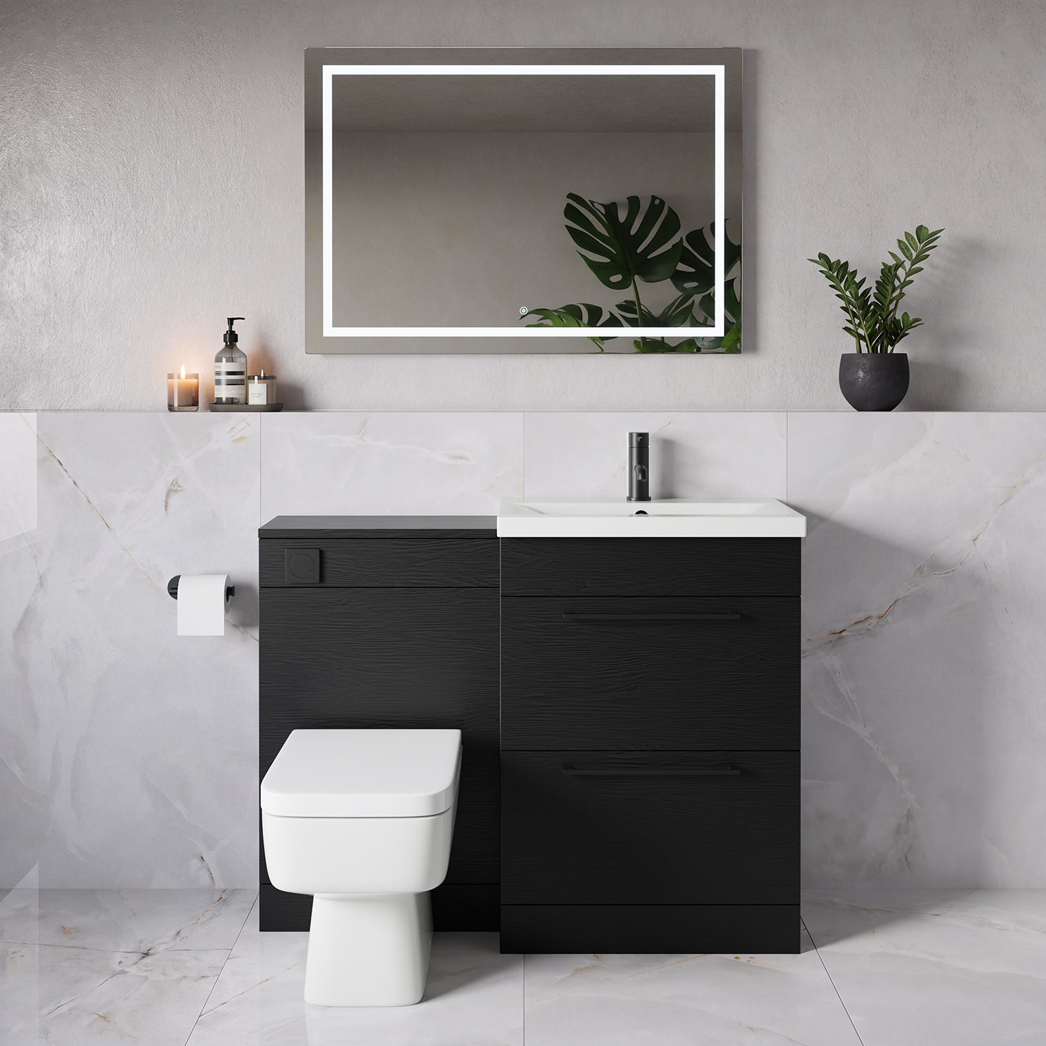 Napoli 390 2 Drawer Vanity Unit Toilet Suite with Glide Basin