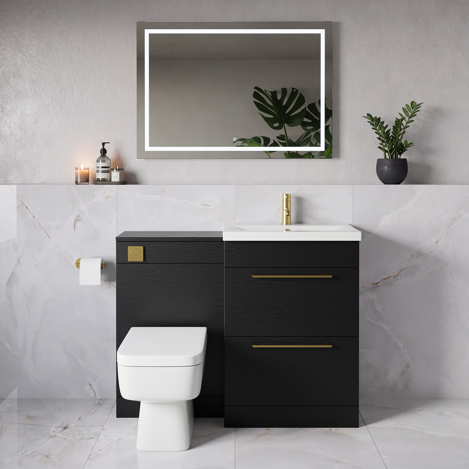 Napoli 390 2 Drawer Vanity Unit Toilet Suite with Glide Basin
