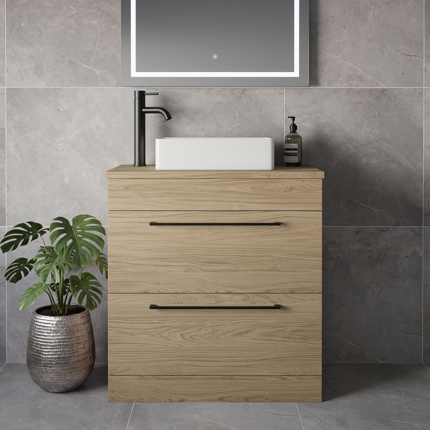 Napoli 390 2 Drawer Vanity Unit for Countertop Basins