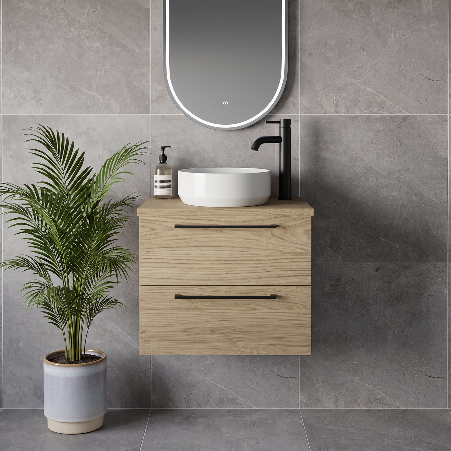 Napoli 390 Wall Mounted 2 Drawer Vanity Unit for Countertop Basins