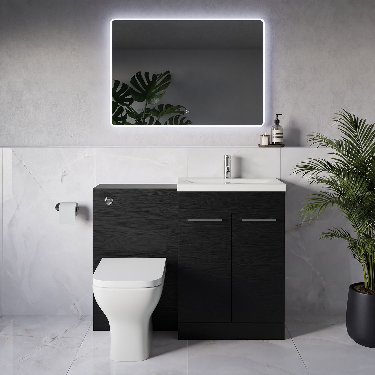 Napoli 390 2 Door Vanity Unit Toilet Suite with Glide Basin
